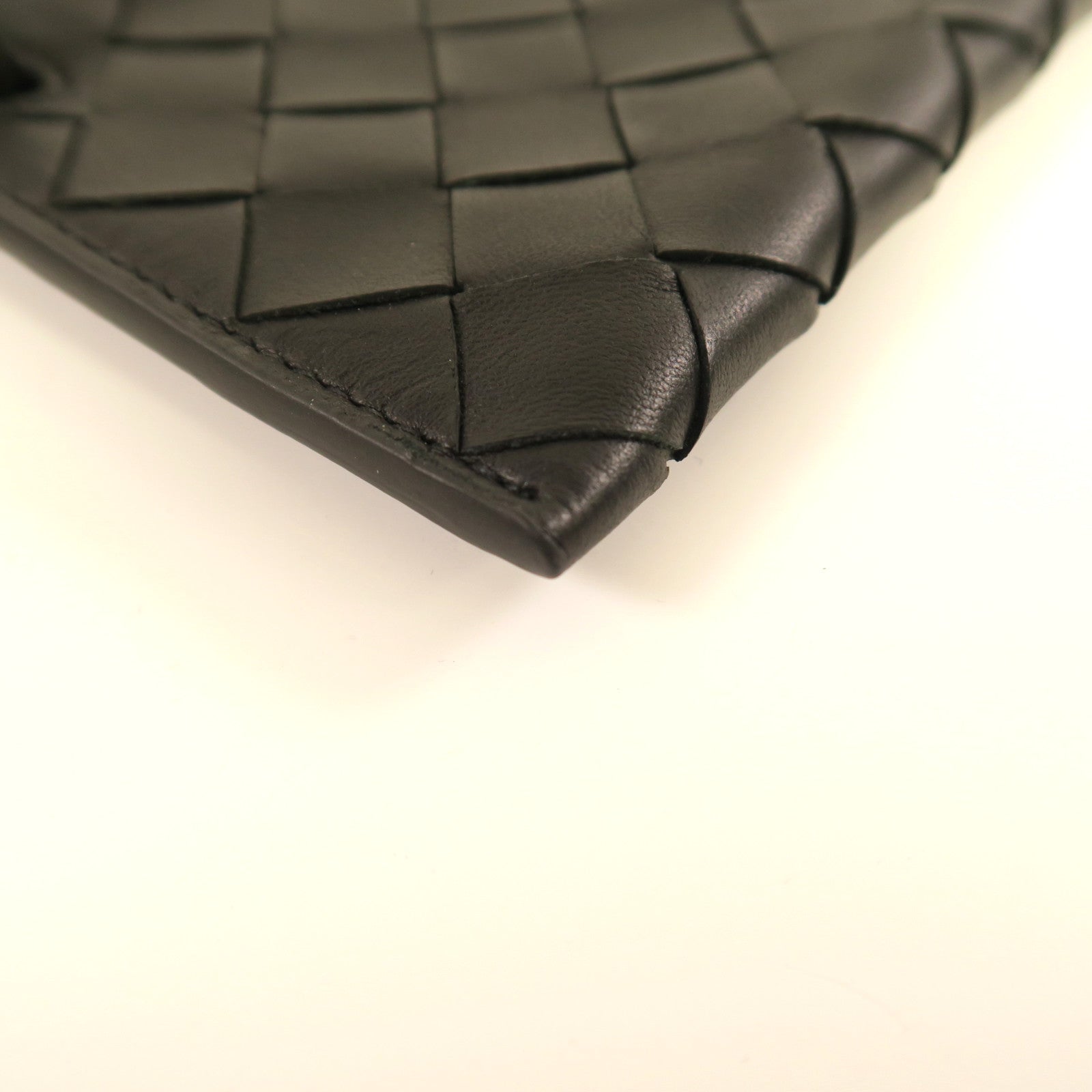 BOTTEGA VENETA 織紋牛皮皮革Pouch With Card Case銀扣手拿包黑色