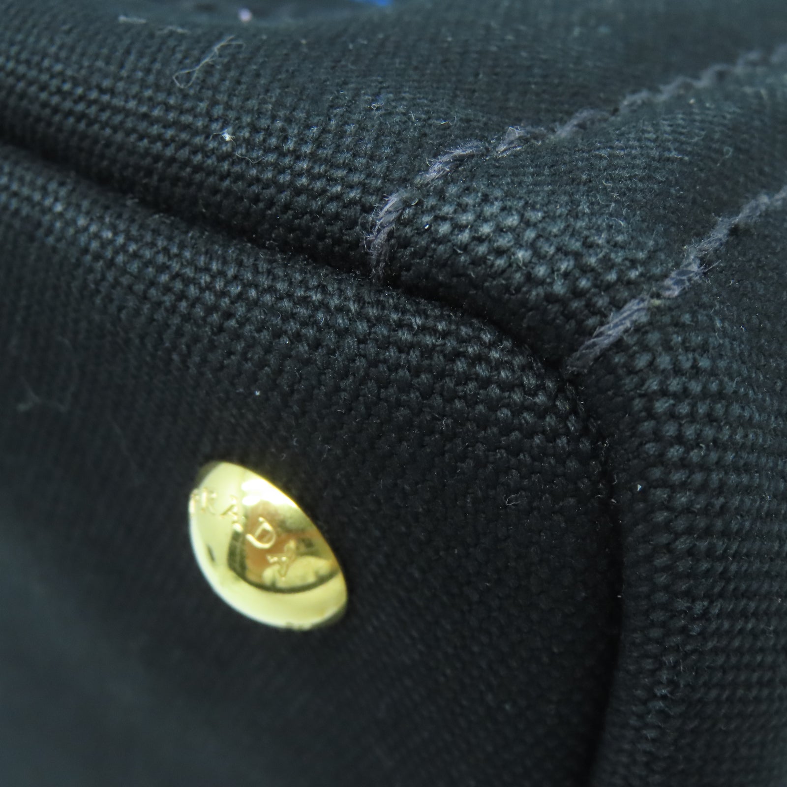 PRADA 帆布2 Way Shoulderq金扣手挽肩背兩用袋黑色/藍色