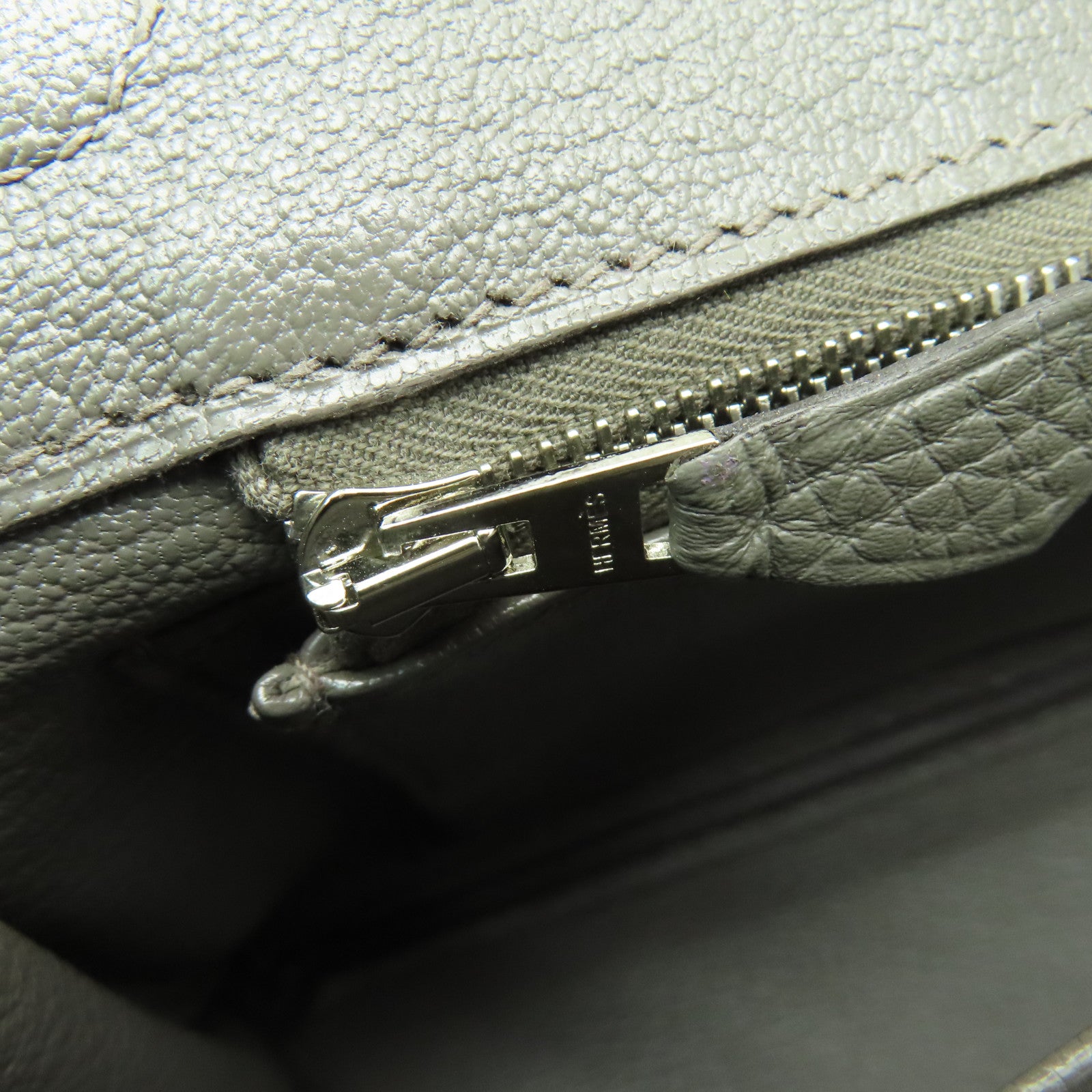 HERMES Togo皮革Birkin 25銀扣手挽袋Etain灰色