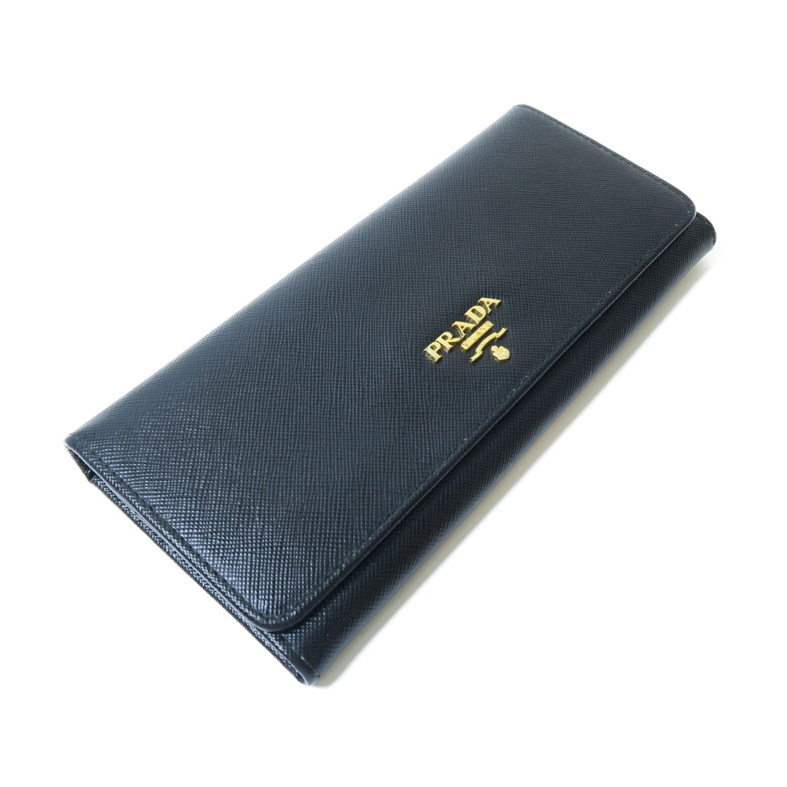 PRADA Saffiano皮革Long wallet金扣長錢包黑色