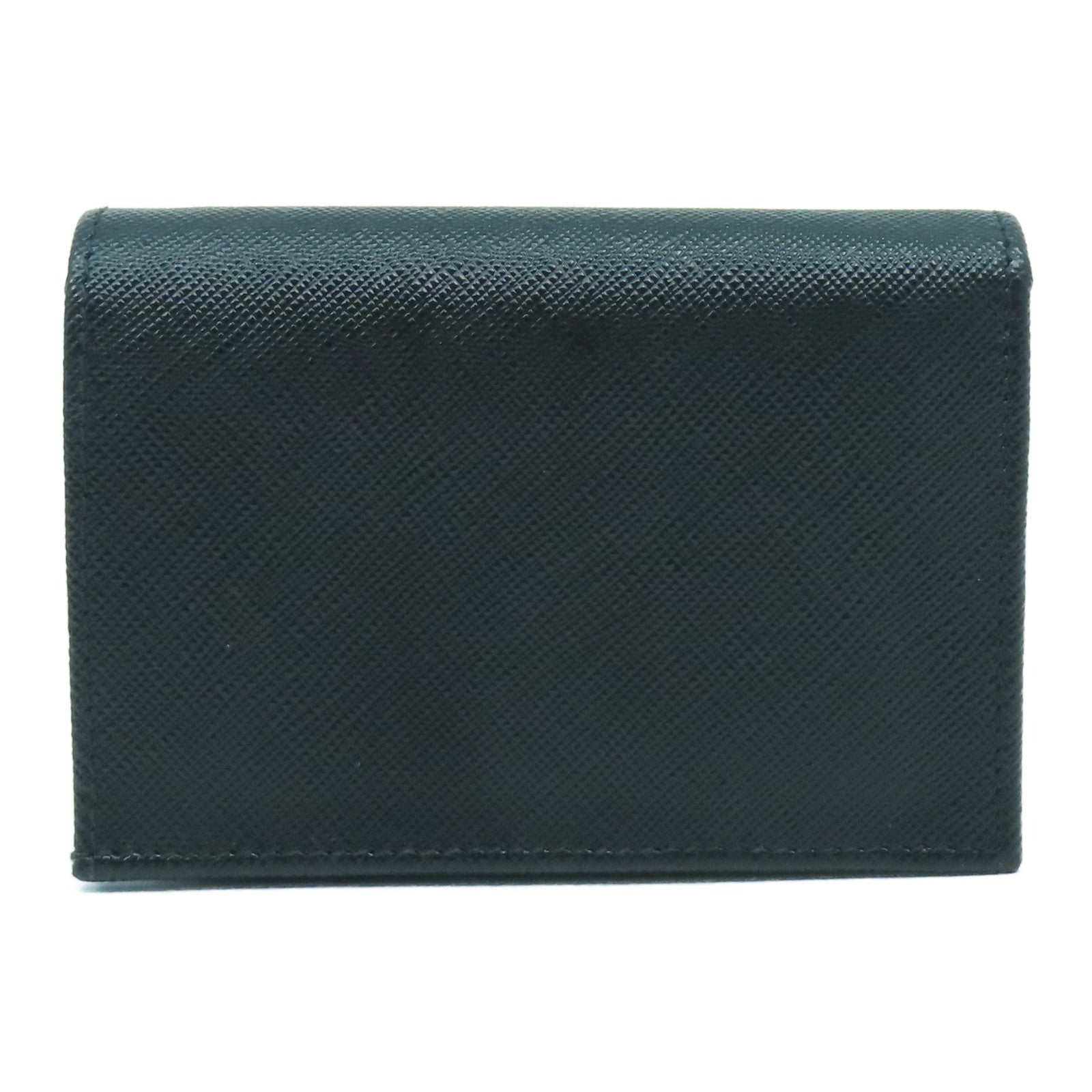 PRADA Saffiano皮革Fold Wallet金扣錢包黑色