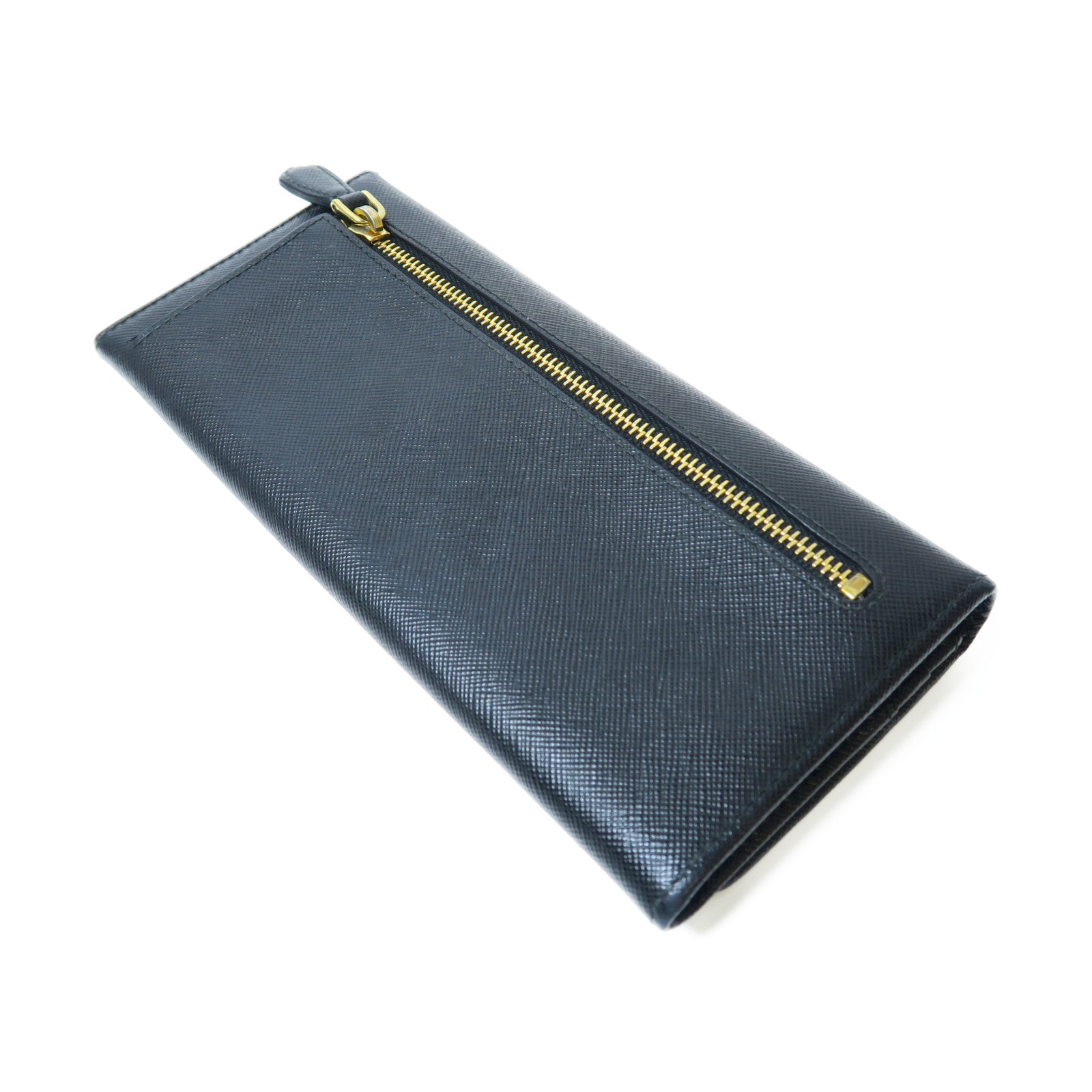 PRADA Saffiano皮革Long wallet金扣長錢包黑色