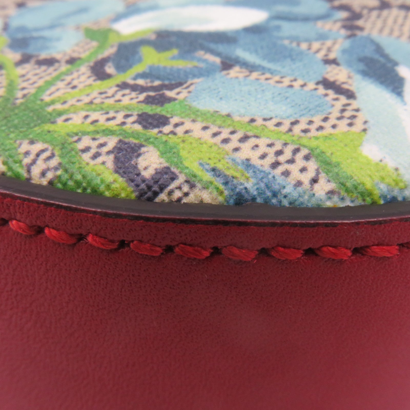 GUCCI 塗層帆布Blooms Chain Shoulder Bag鏈帶肩背袋啡色/紅色