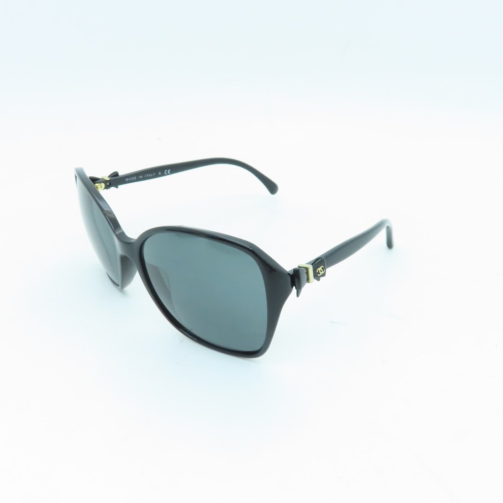 CHANEL PVC Sunglass Gold Buckle Sunglasses Black