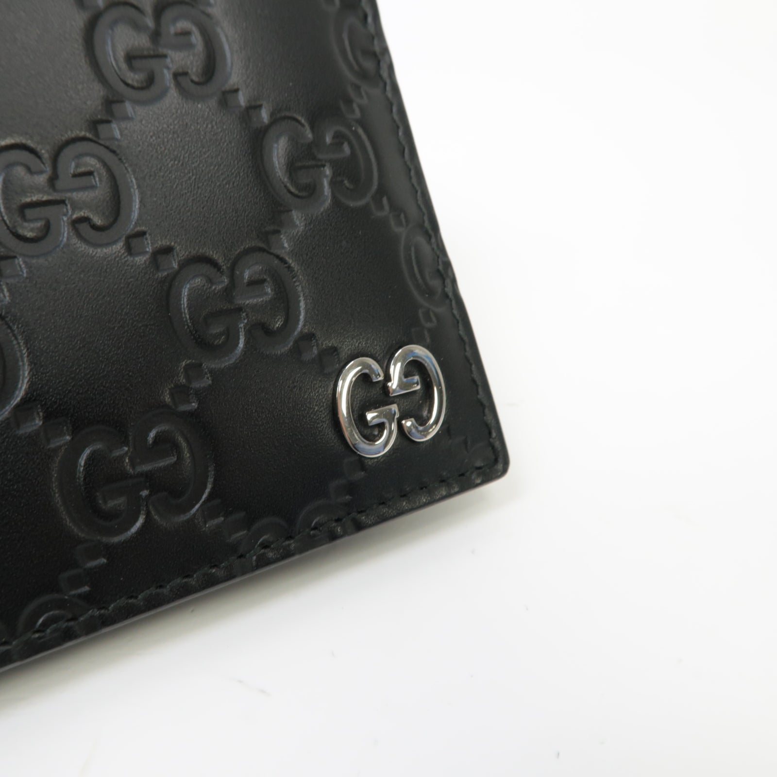 GUCCI 牛皮皮革Wallet銀扣錢包黒色