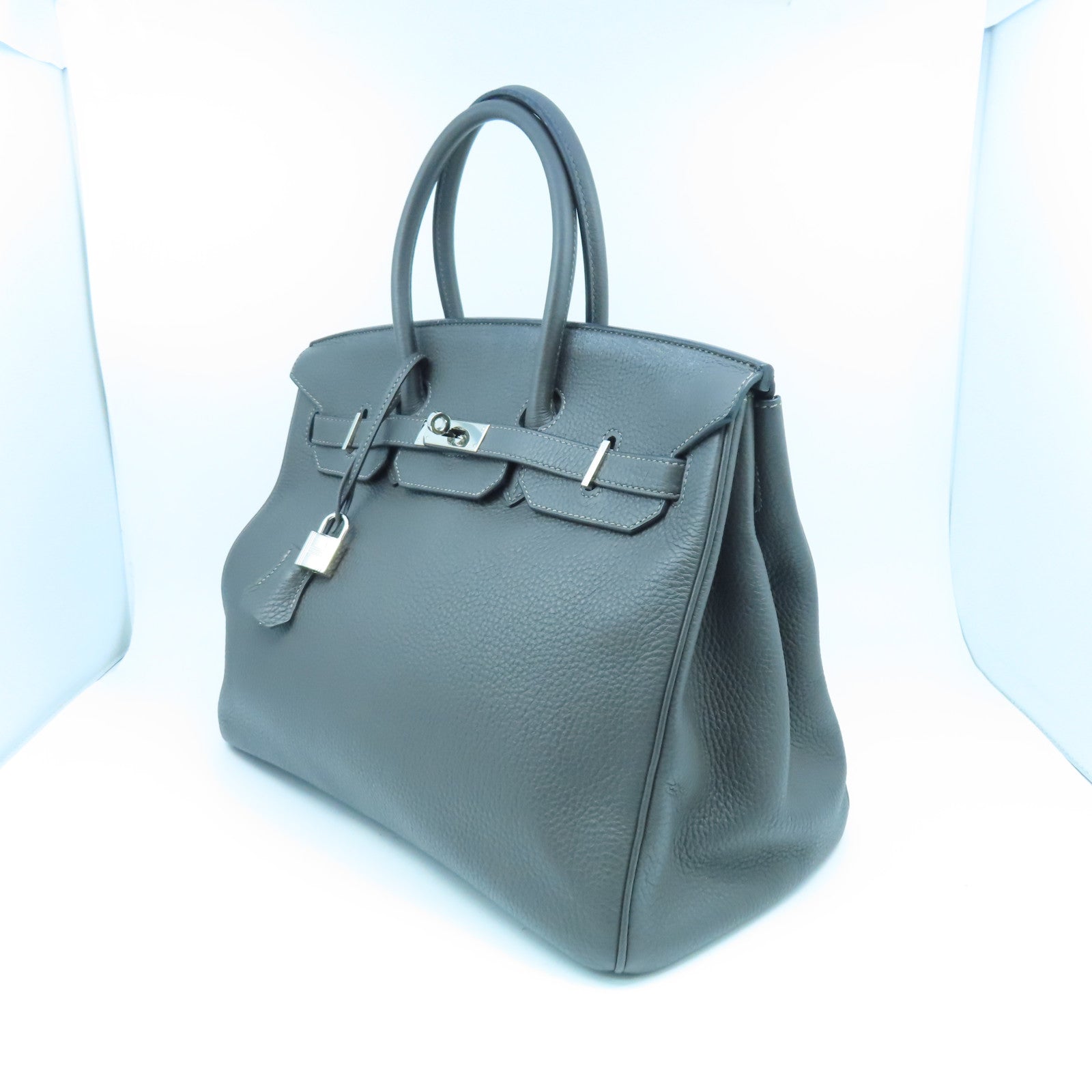 HERMES Togo皮革Birkin35银扣手挽袋Etain灰色
