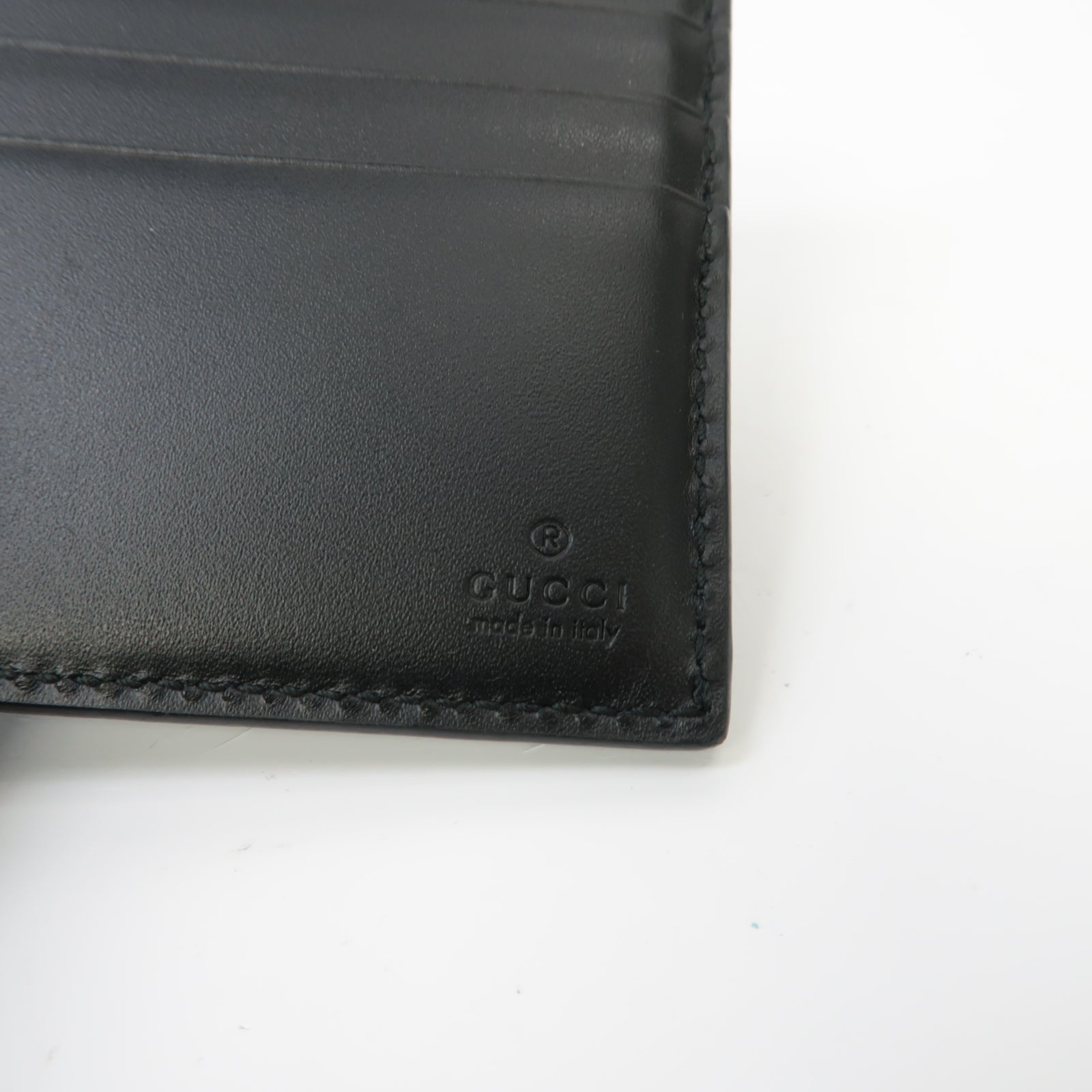 GUCCI 牛皮皮革Wallet銀扣錢包黒色