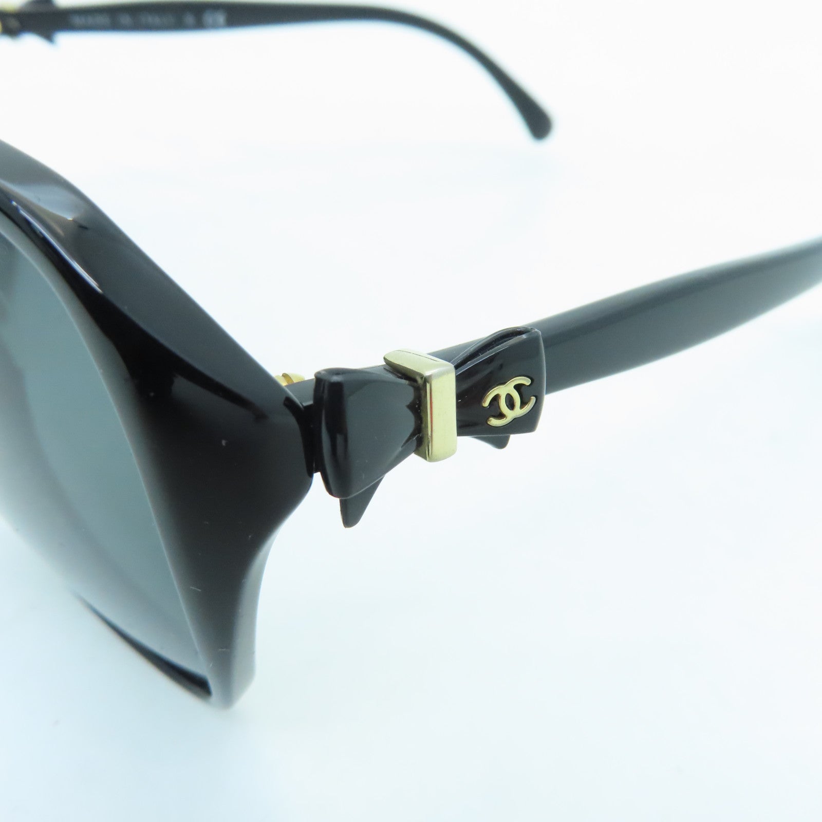 CHANEL PVC Sunglass Gold Buckle Sunglasses Black