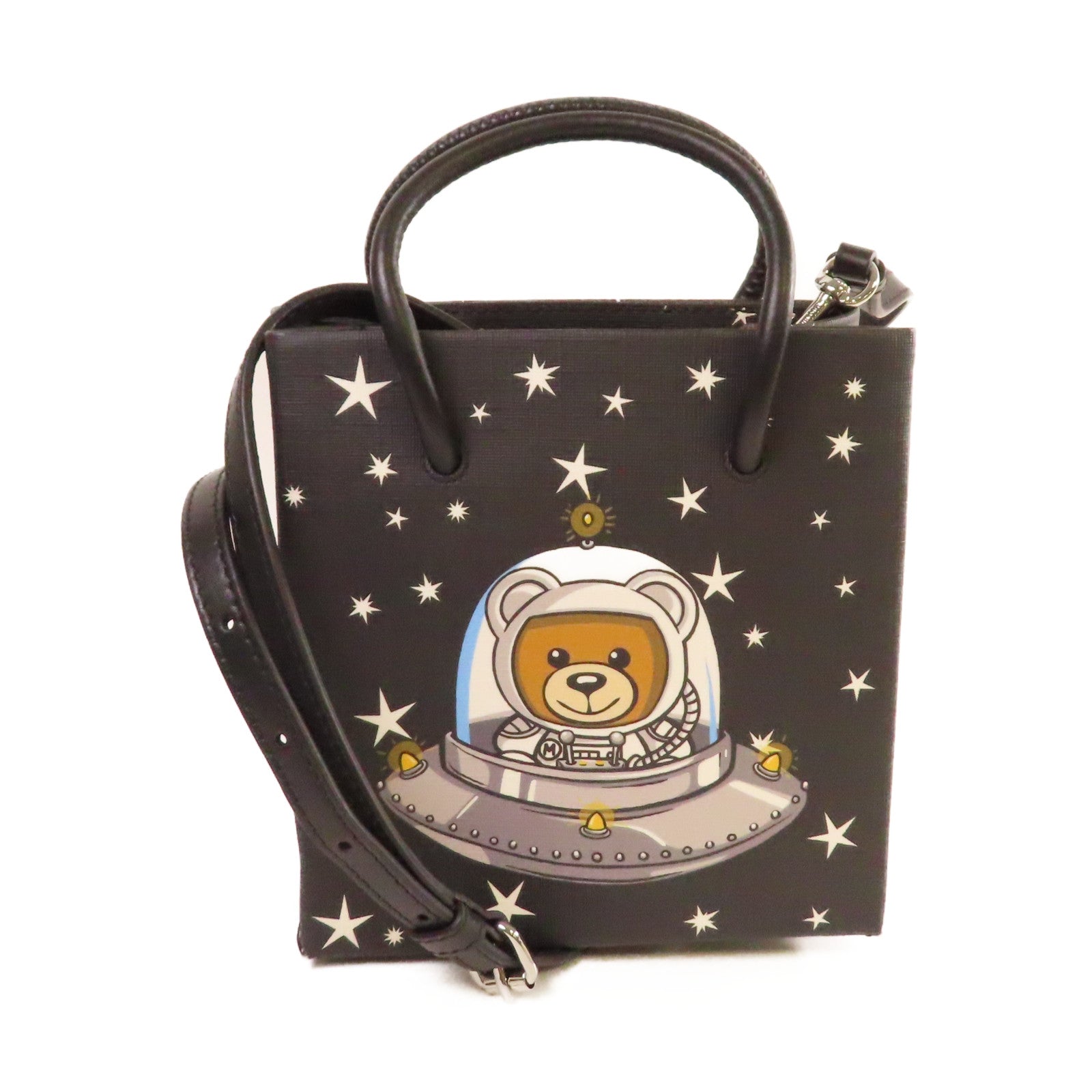 MOSCHINO 塗層帆布2Way Shoulder Bag手挽肩背兩用袋黑色