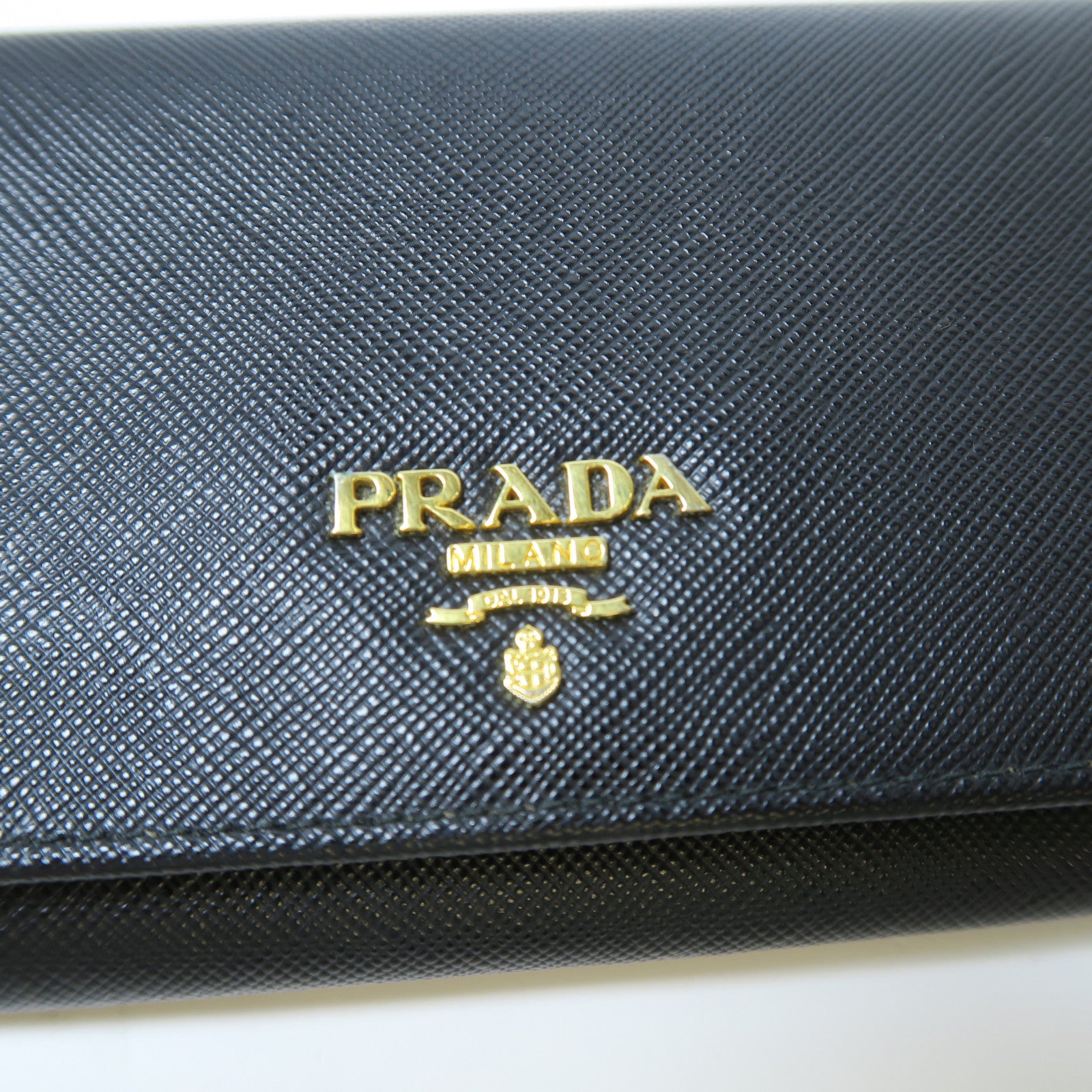 PRADA Saffiano皮革Long wallet金扣長錢包黑色