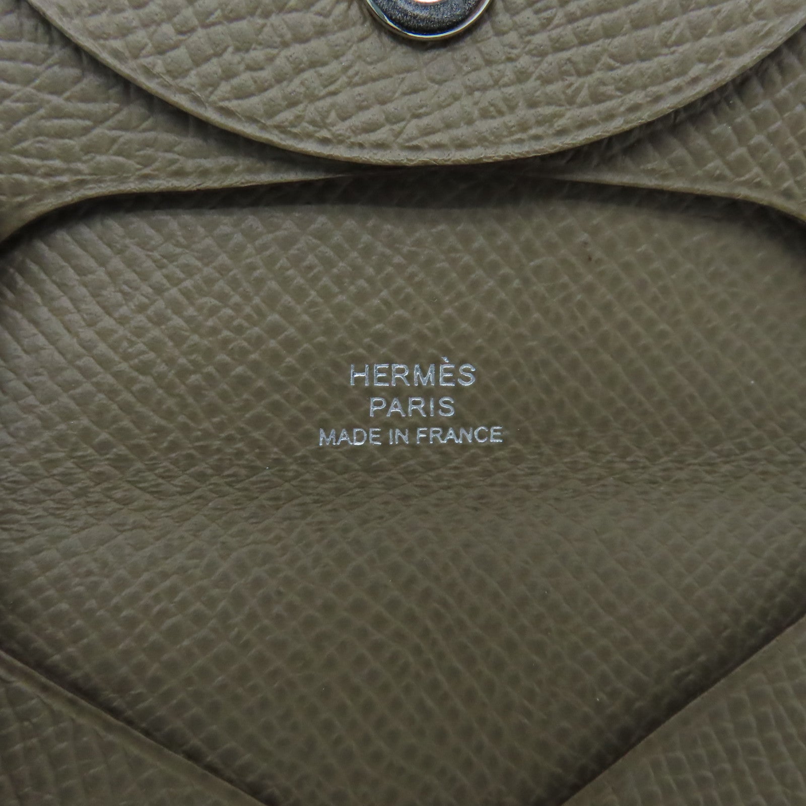 HERMES Epsom皮革Bastia銀扣零錢包灰色