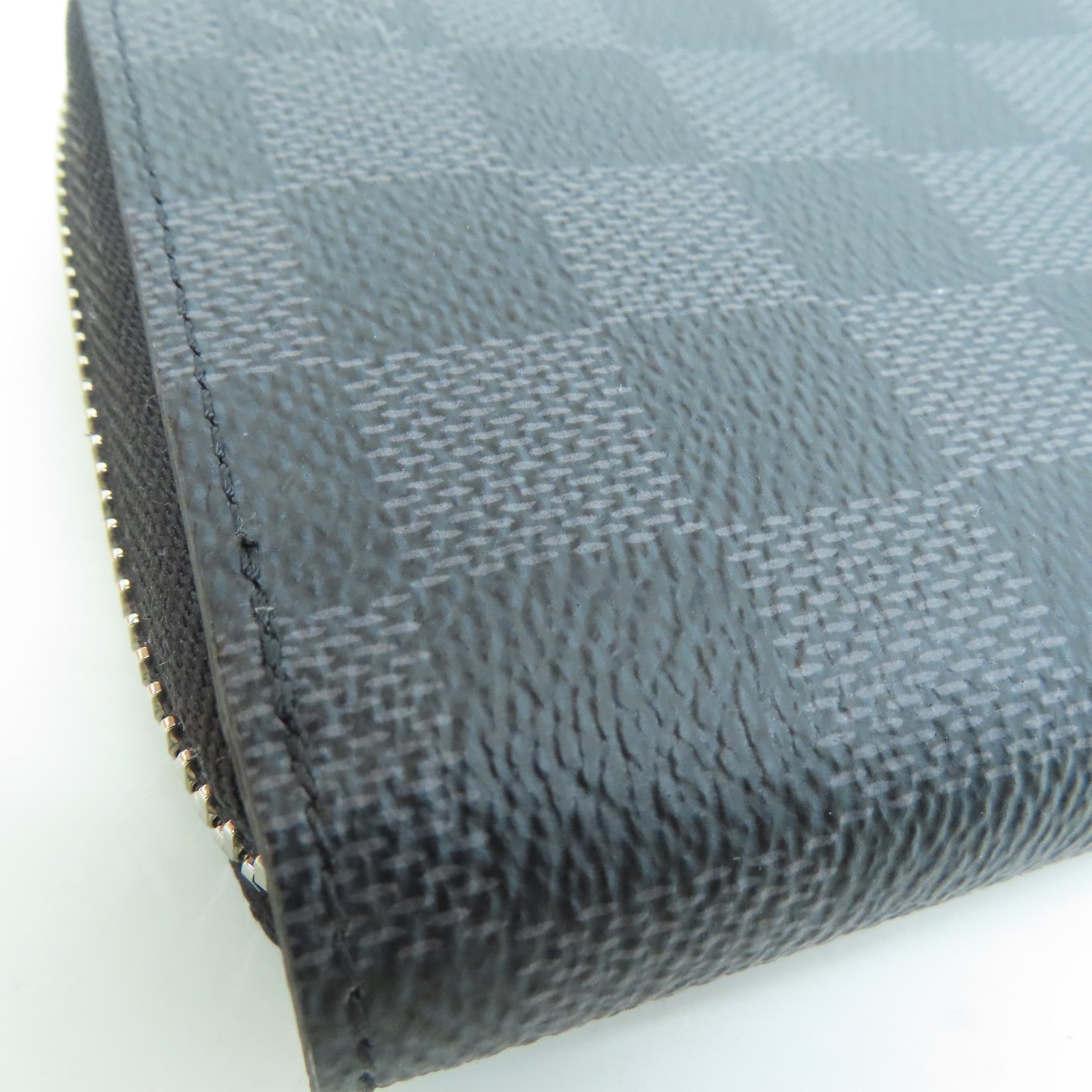 LOUIS VUITTON Damier皮革Zipper Long Wallet銀扣長錢包黑色