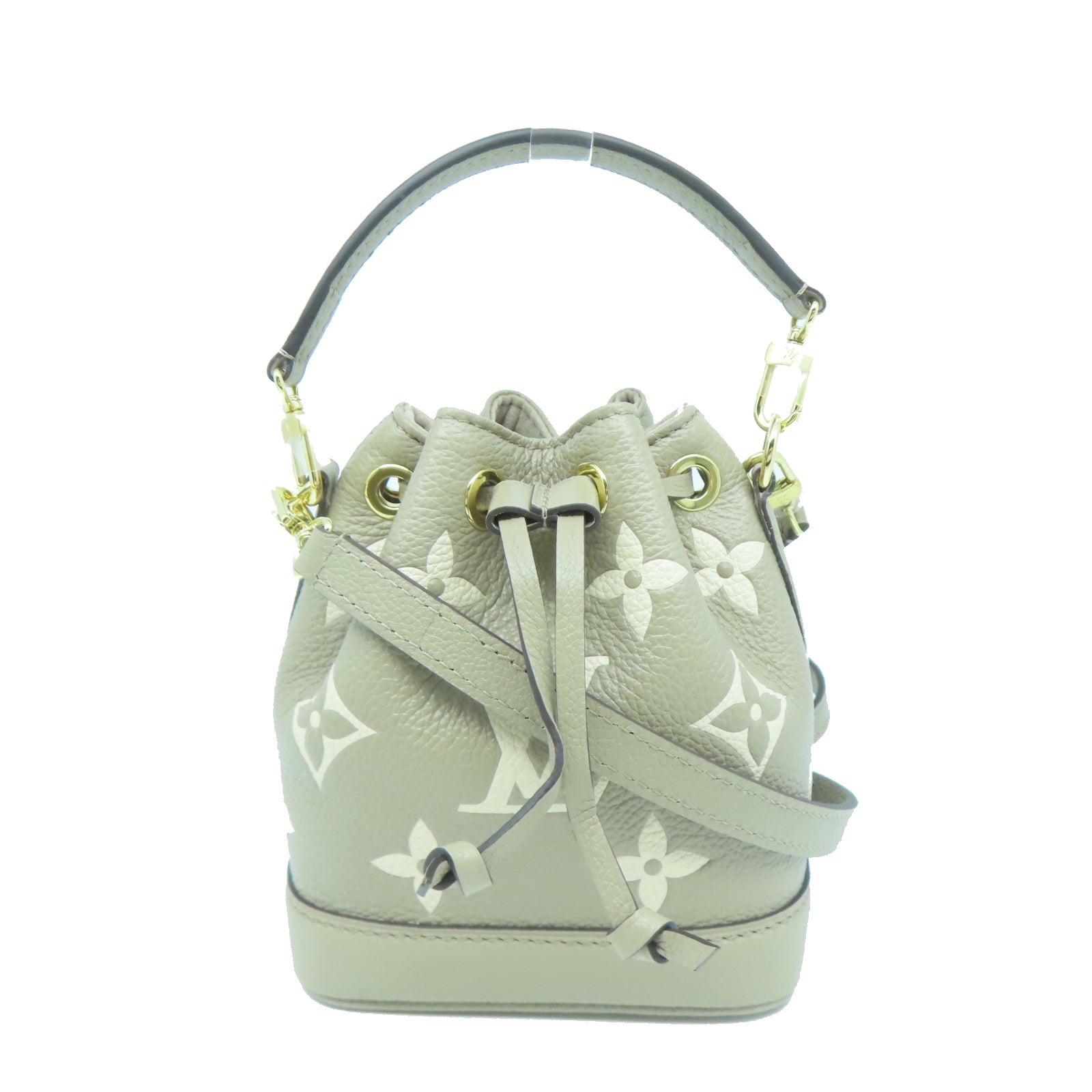 LOUIS VUITTON Monogram Empreinte Nano Noe金扣手挽肩背兩用袋米色
