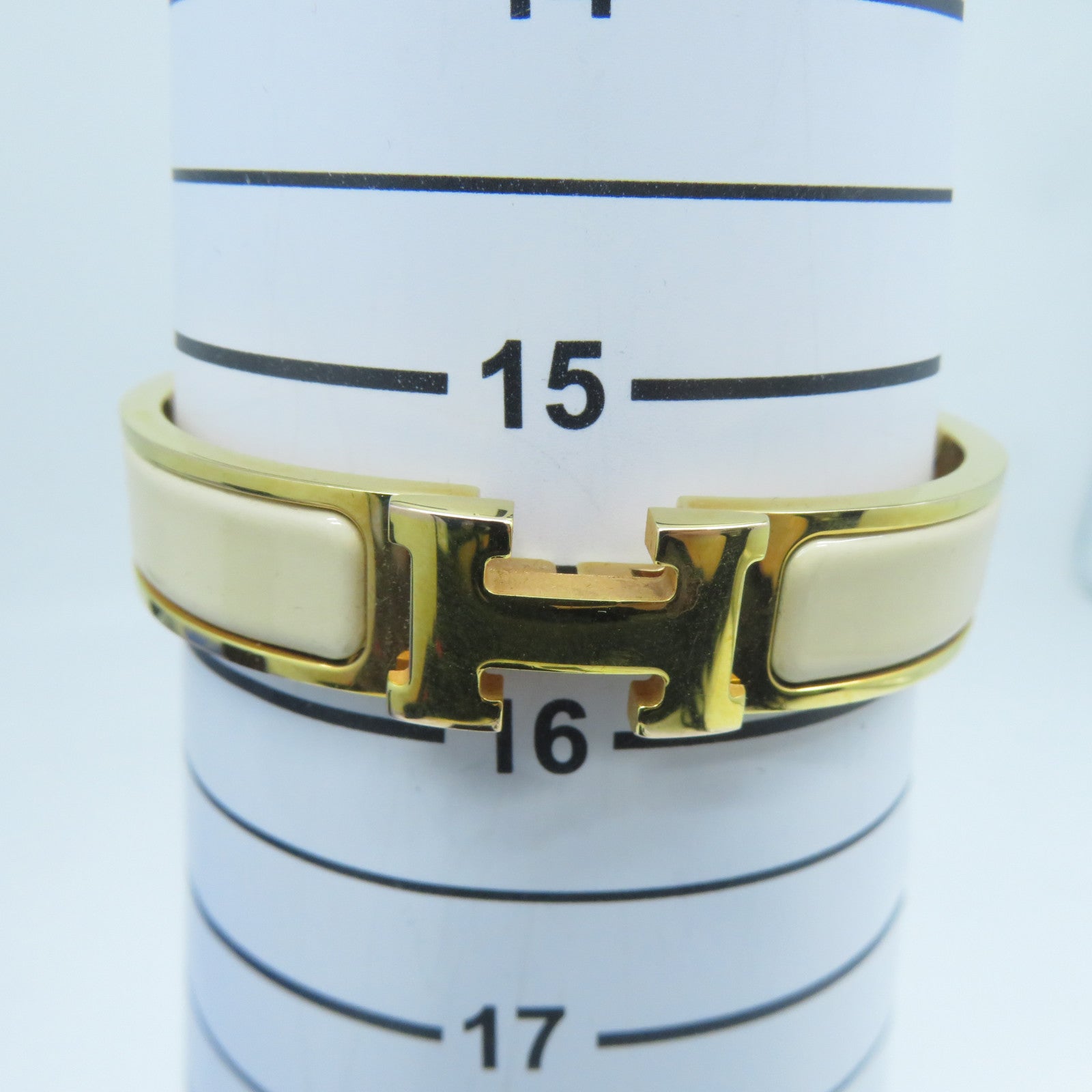HERMES 金屬Clic H手鐲米色/金色