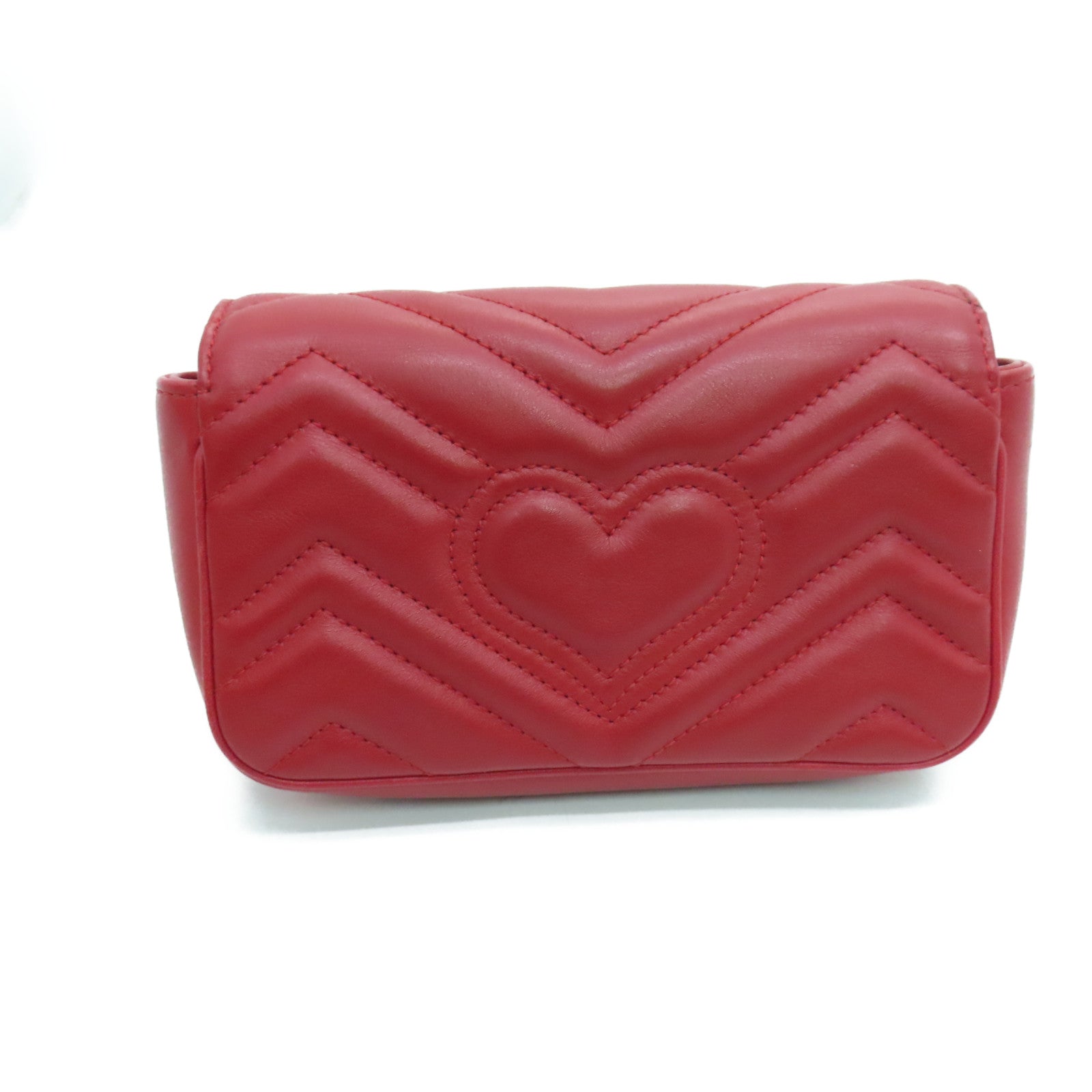 GUCCI 牛皮皮革GG Marmont Mini Bag鏈條肩背袋紅色