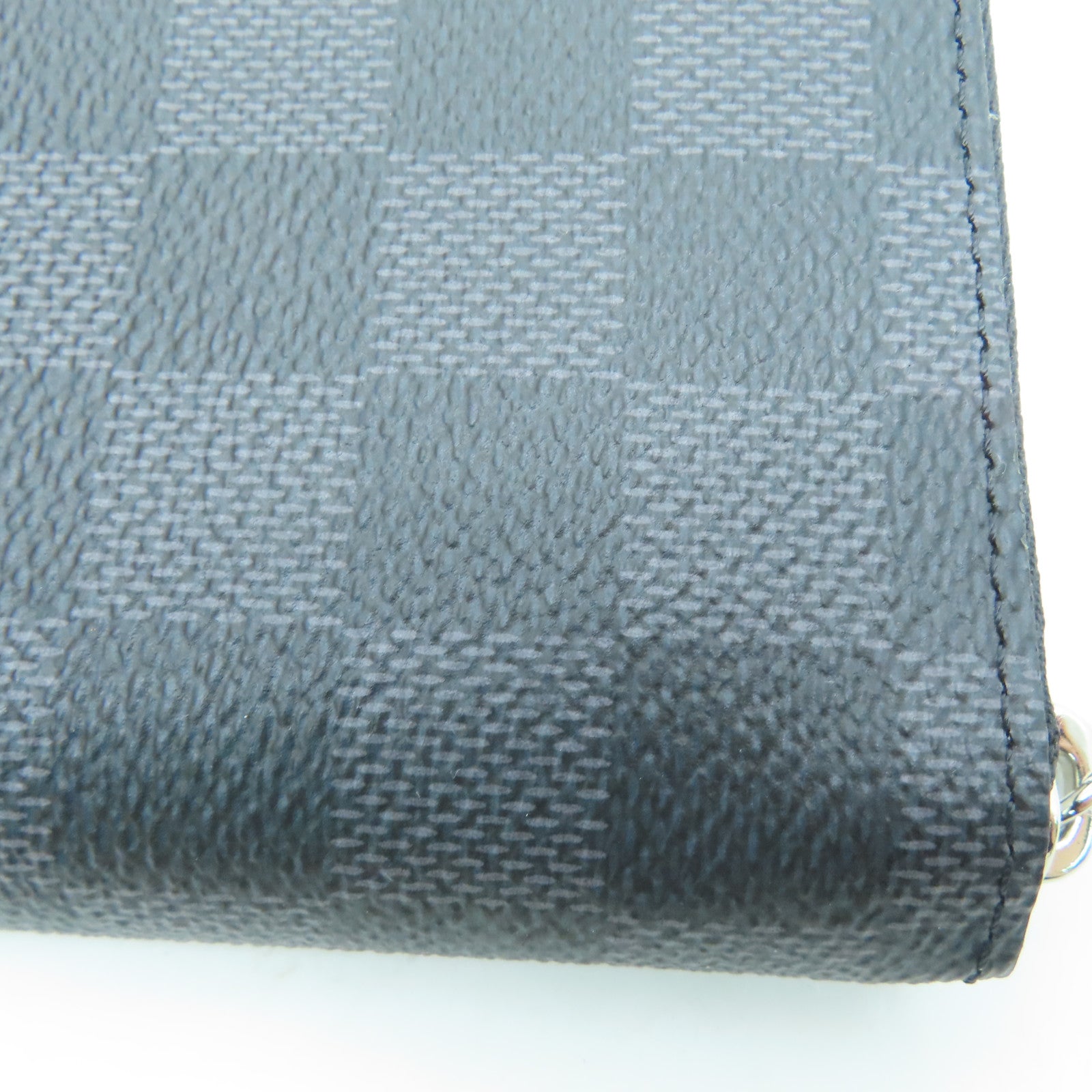 LOUIS VUITTON Damier皮革Zipper Long Wallet銀扣長錢包黑色