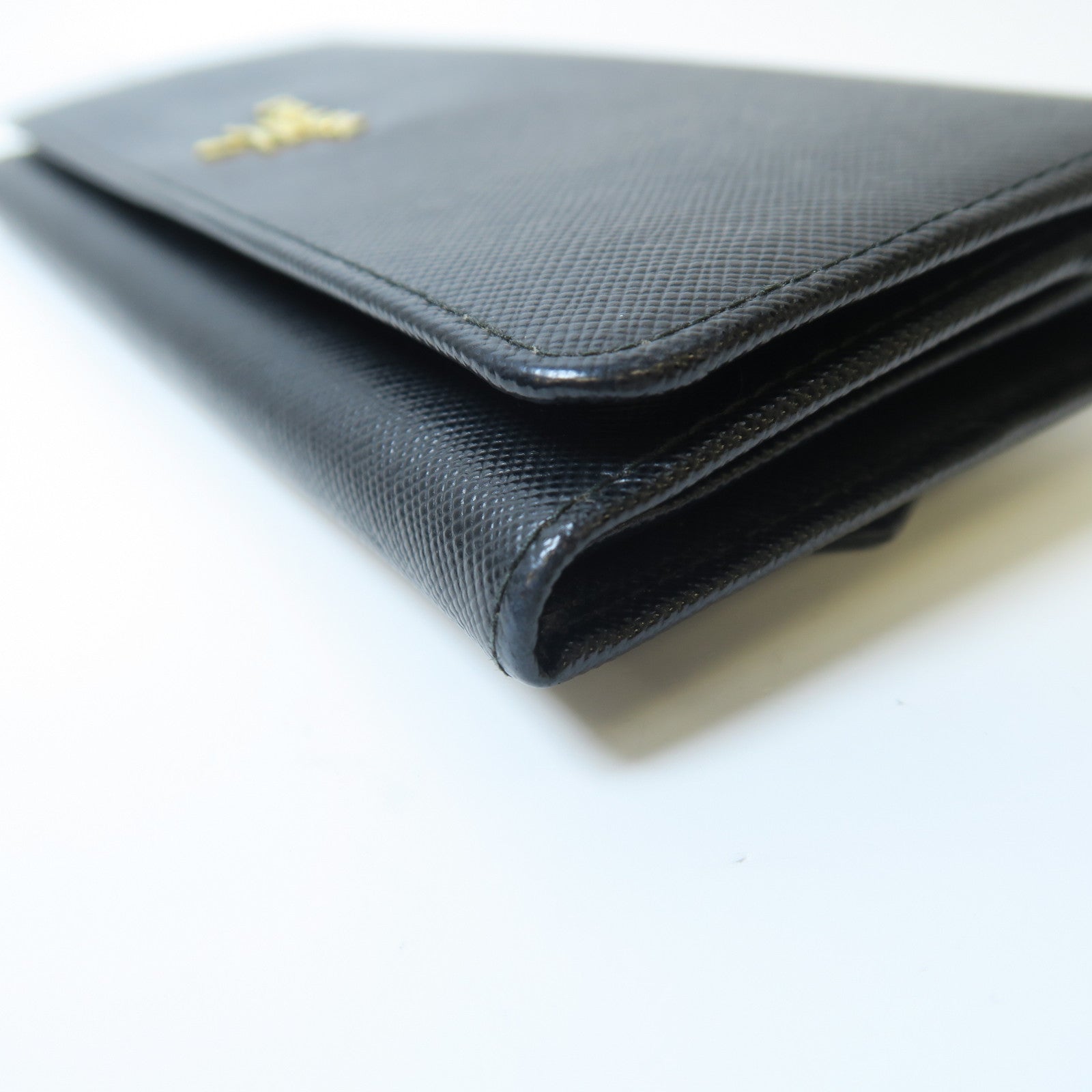 PRADA Saffiano皮革Long wallet金扣長錢包黑色