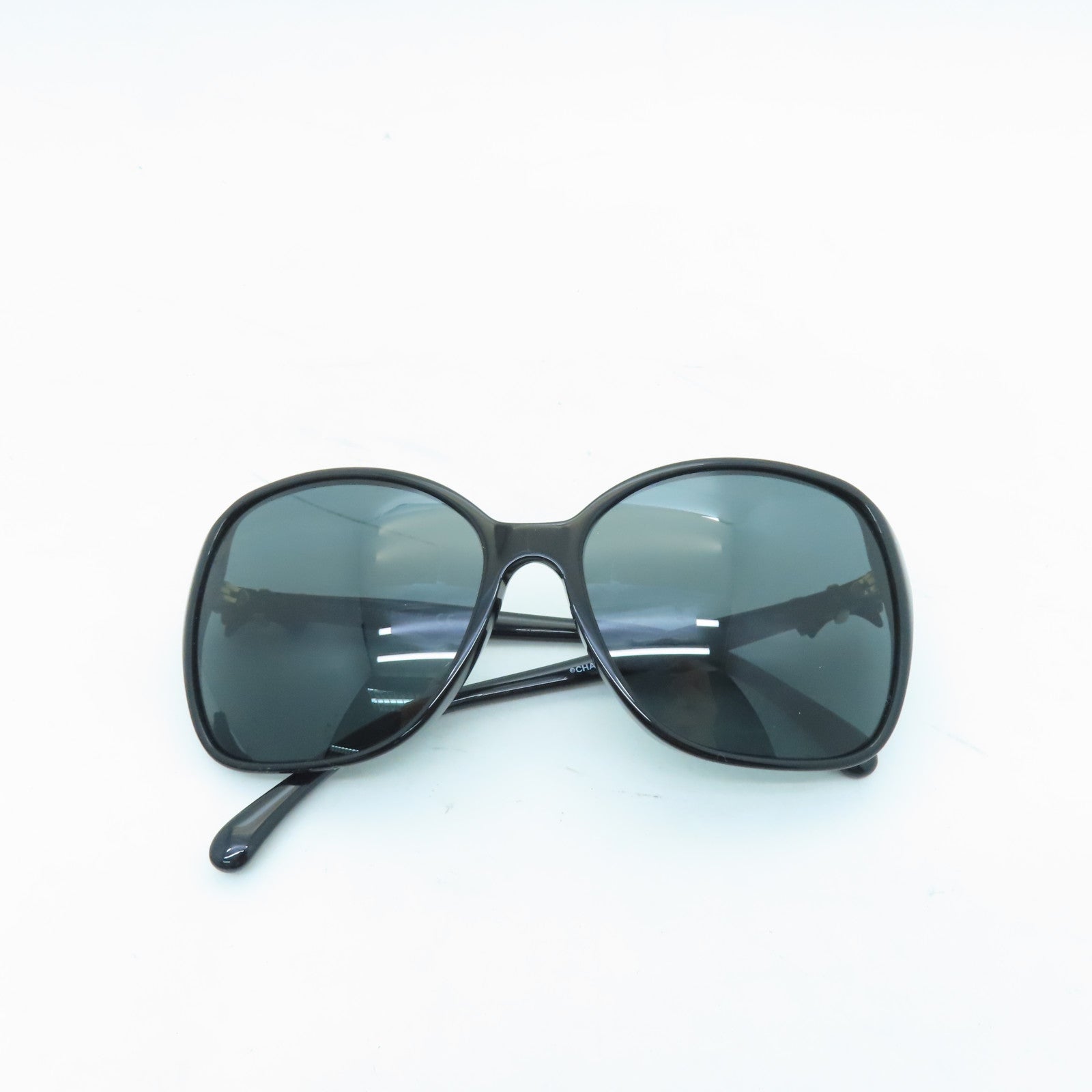 CHANEL PVC Sunglass Gold Buckle Sunglasses Black