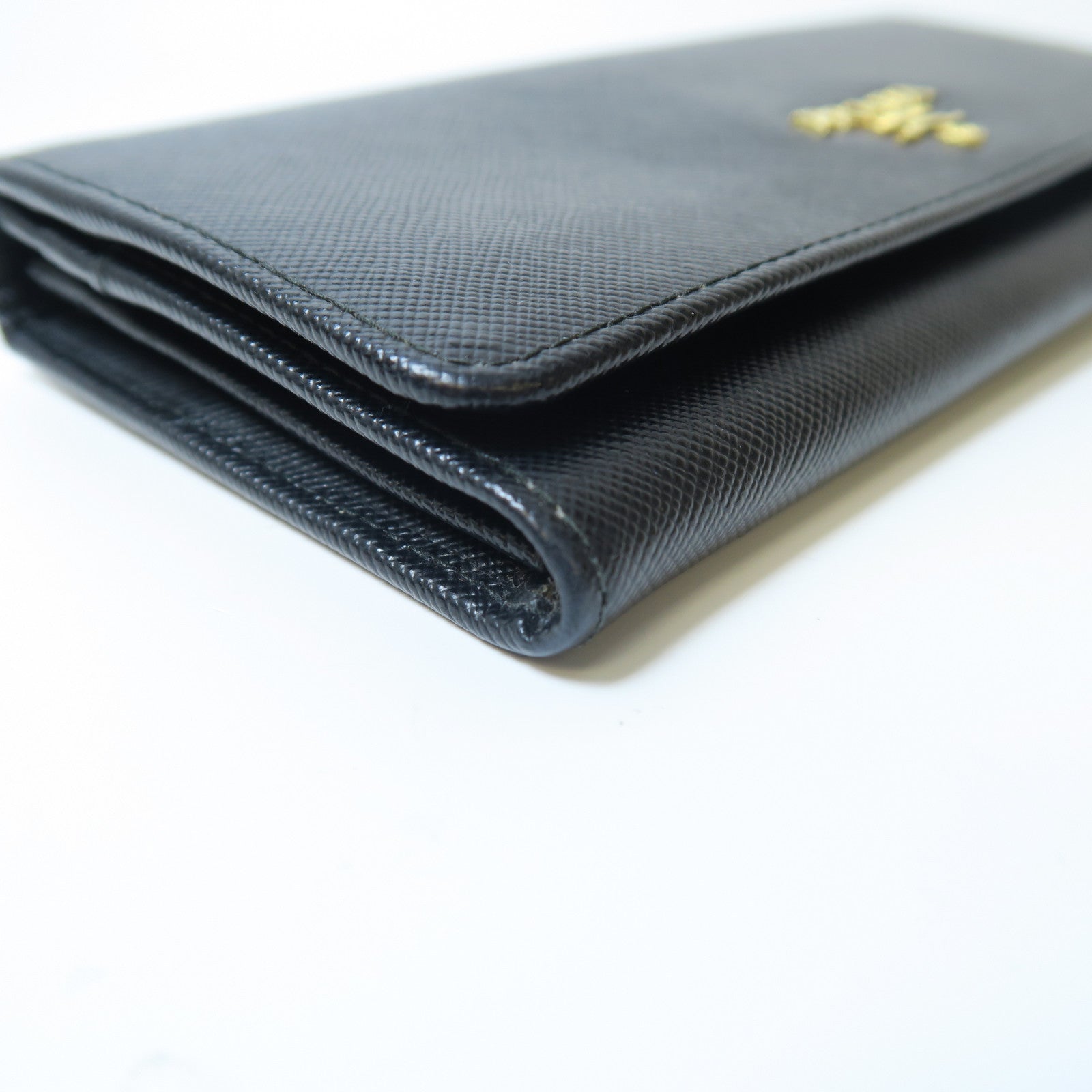 PRADA Saffiano皮革Long wallet金扣長錢包黑色