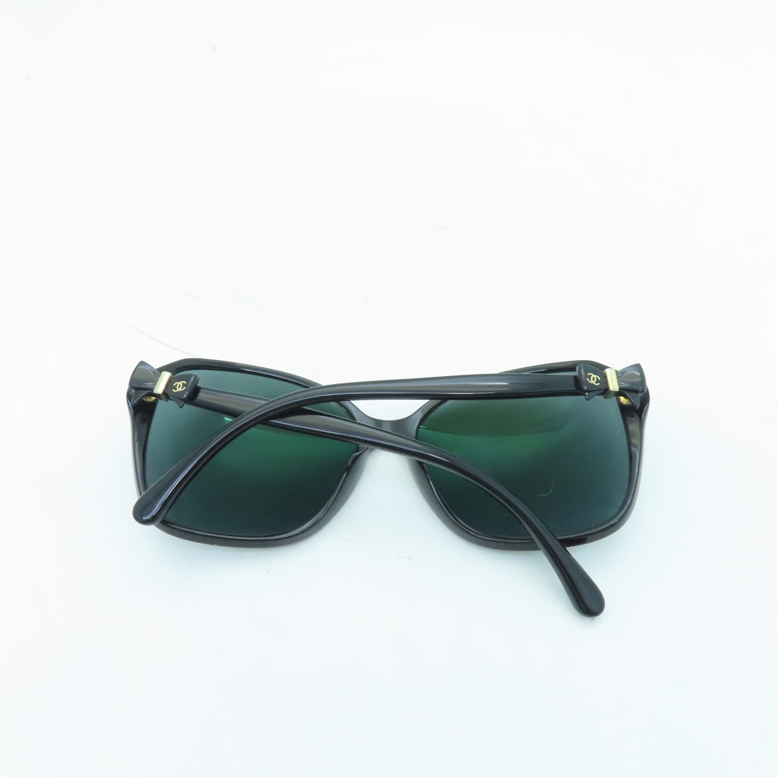 CHANEL PVC Sunglass Gold Buckle Sunglasses Black