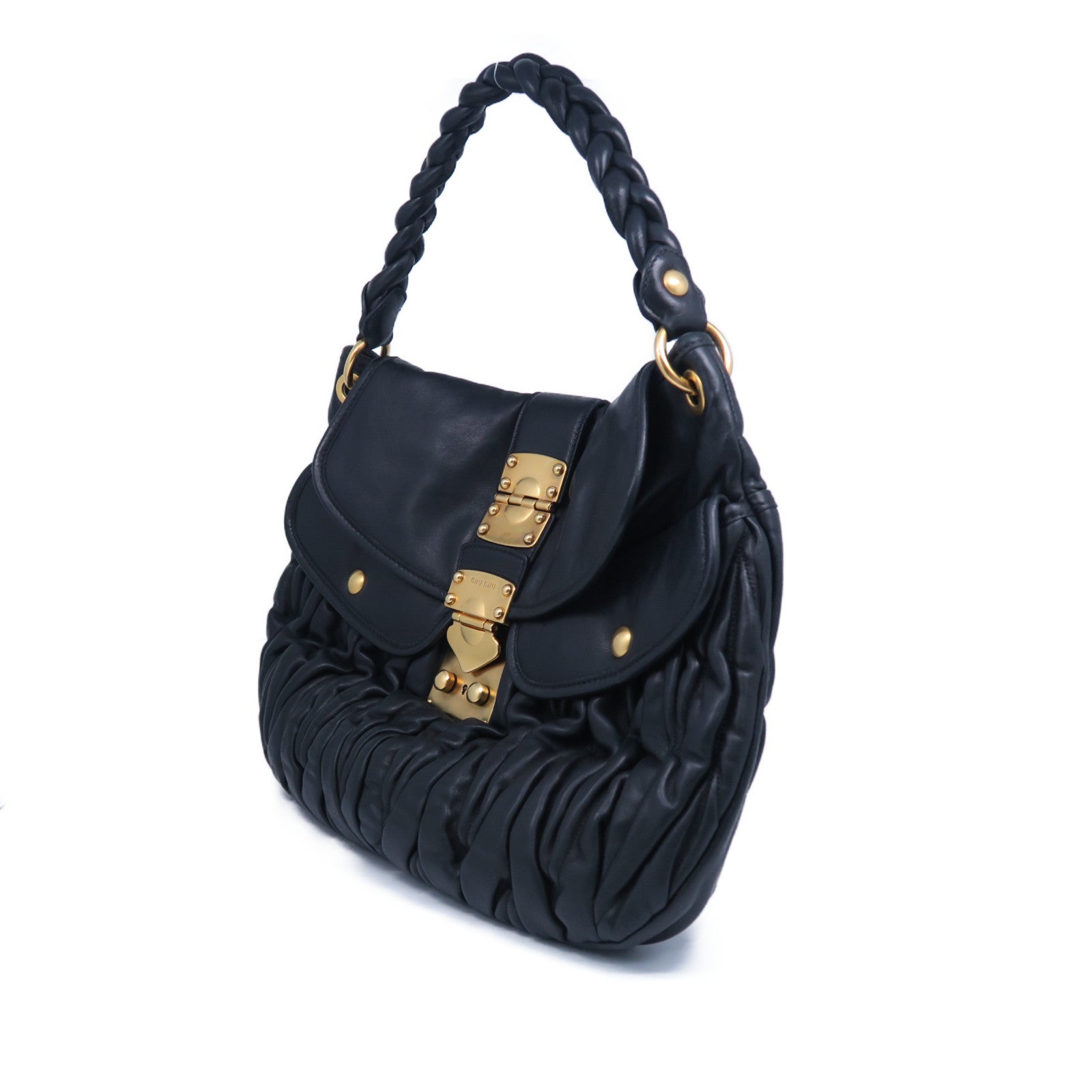 Miu Miu 羊皮皮革Shoulder Bag金扣肩背袋黑色