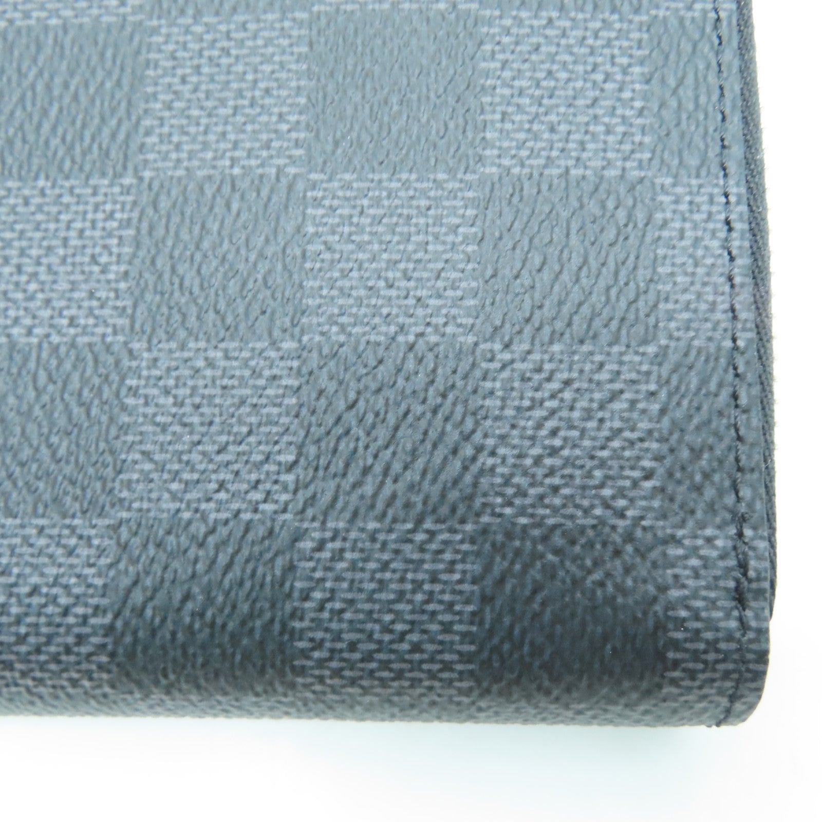 LOUIS VUITTON Damier皮革Zipper Long Wallet銀扣長錢包黑色