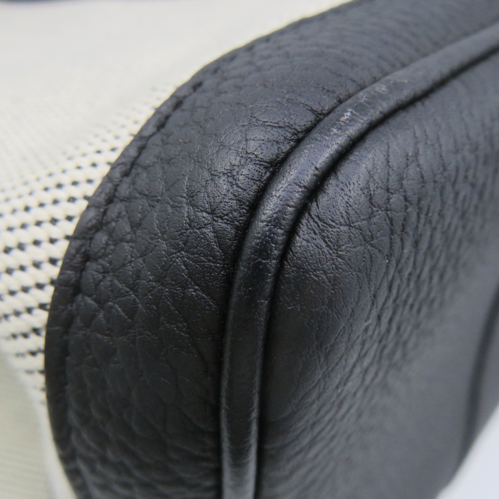 HERMES Toile H/皮革GardenParty PM Tote Bag银扣手挽袋米白色