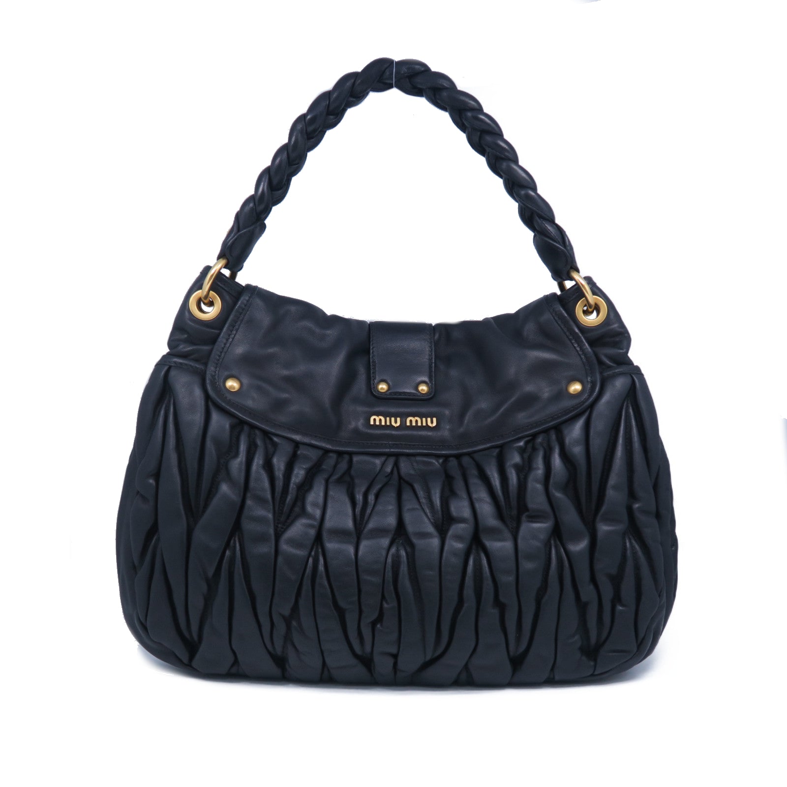 Miu Miu 羊皮皮革Shoulder Bag金扣肩背袋黑色