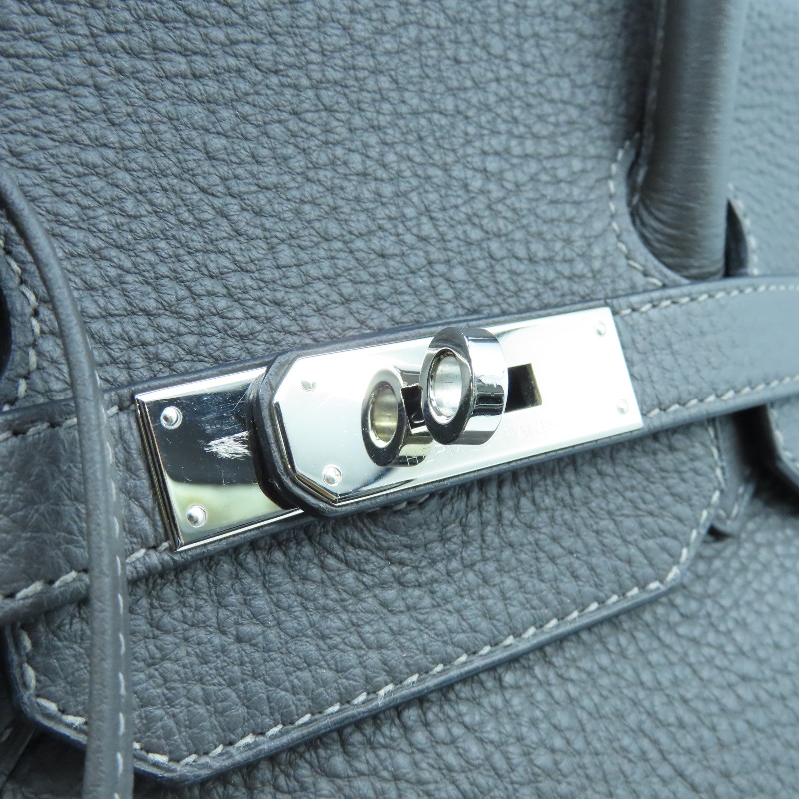 HERMES Togo皮革Birkin35银扣手挽袋Etain灰色