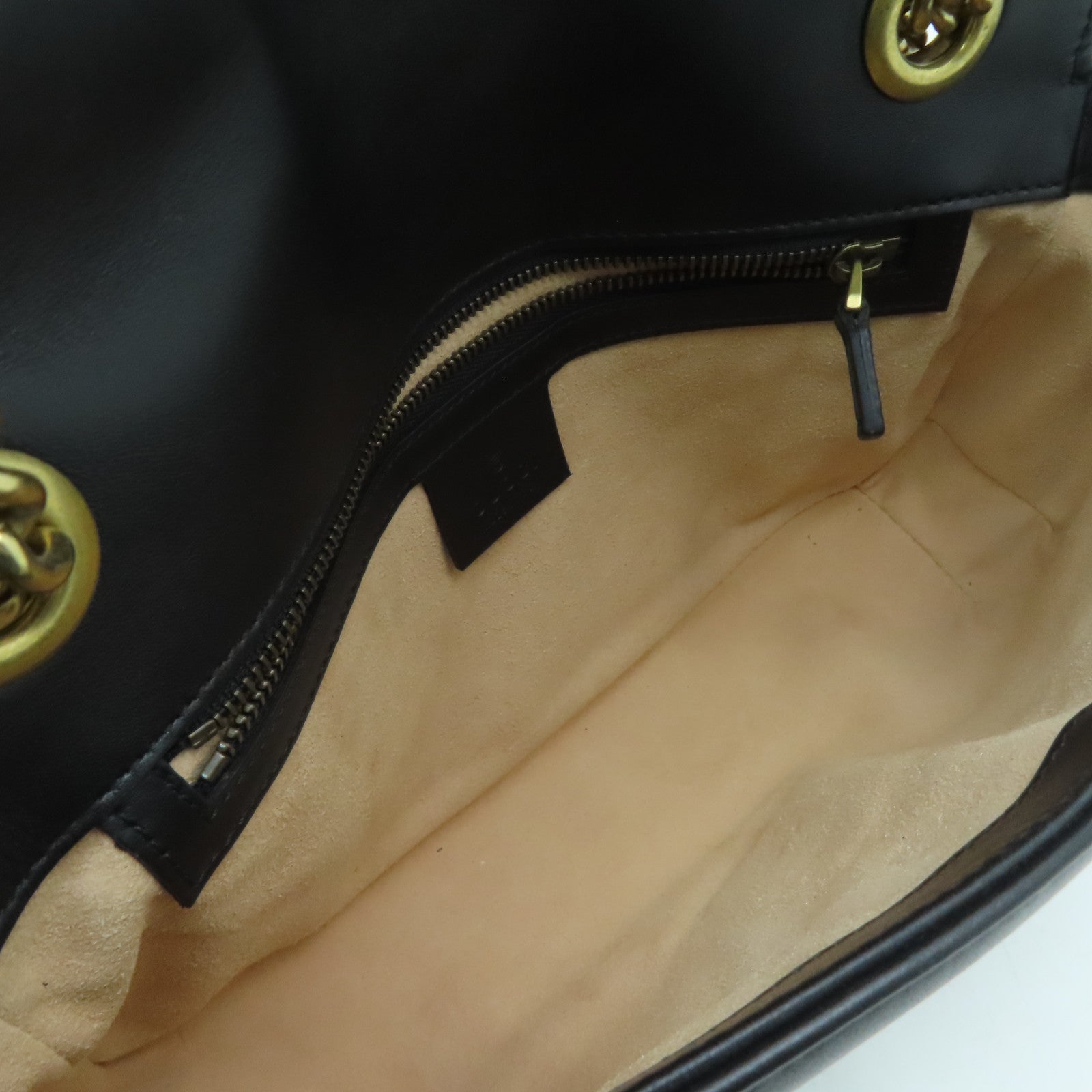 GUCCI 牛皮皮革GG Marmont Shoulder Bag金扣鏈帶肩背袋黑色