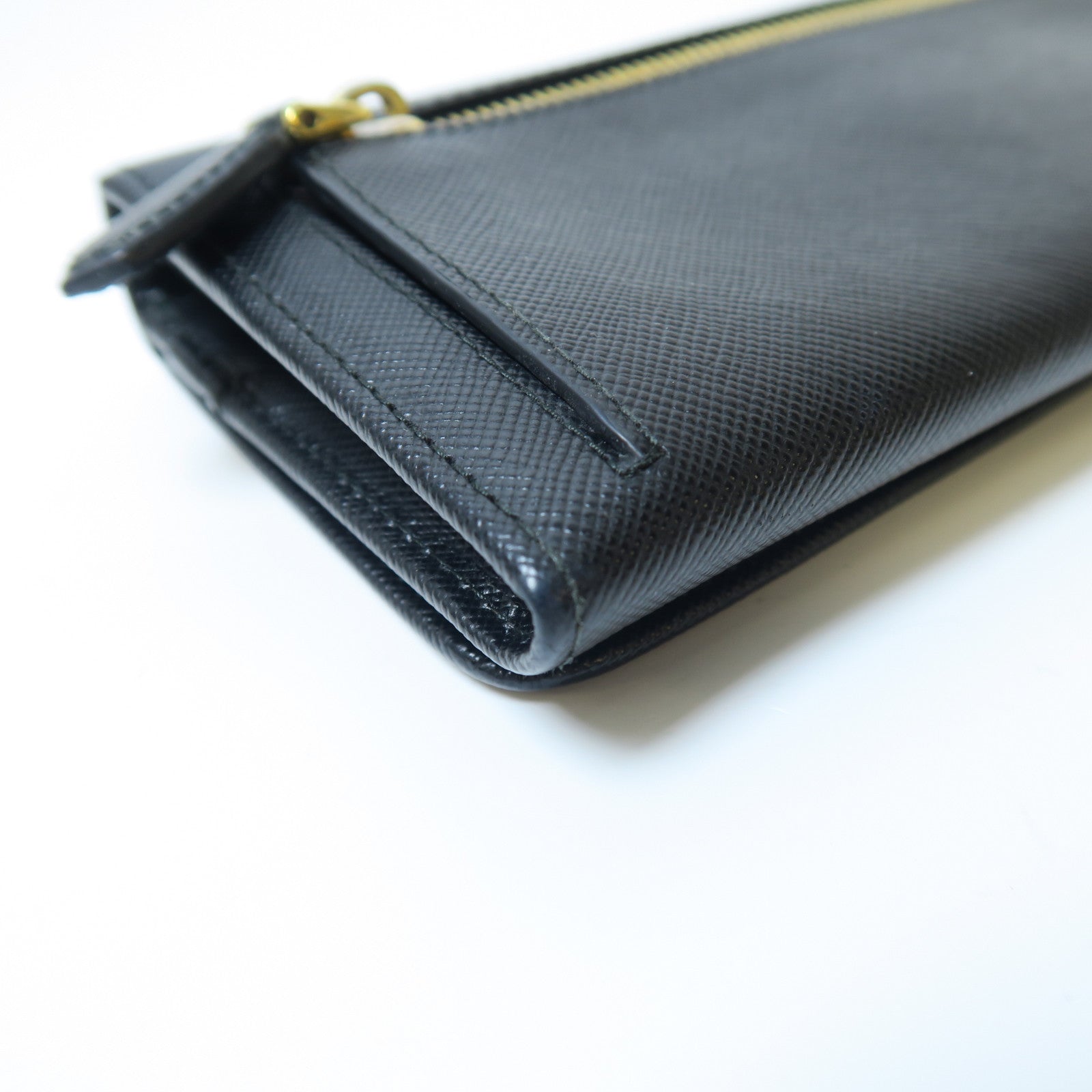 PRADA Saffiano皮革Long wallet金扣長錢包黑色