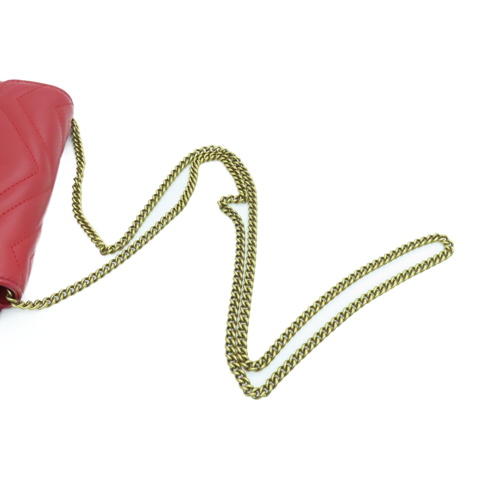 GUCCI 牛皮皮革GG Marmont Mini Bag鏈條肩背袋紅色
