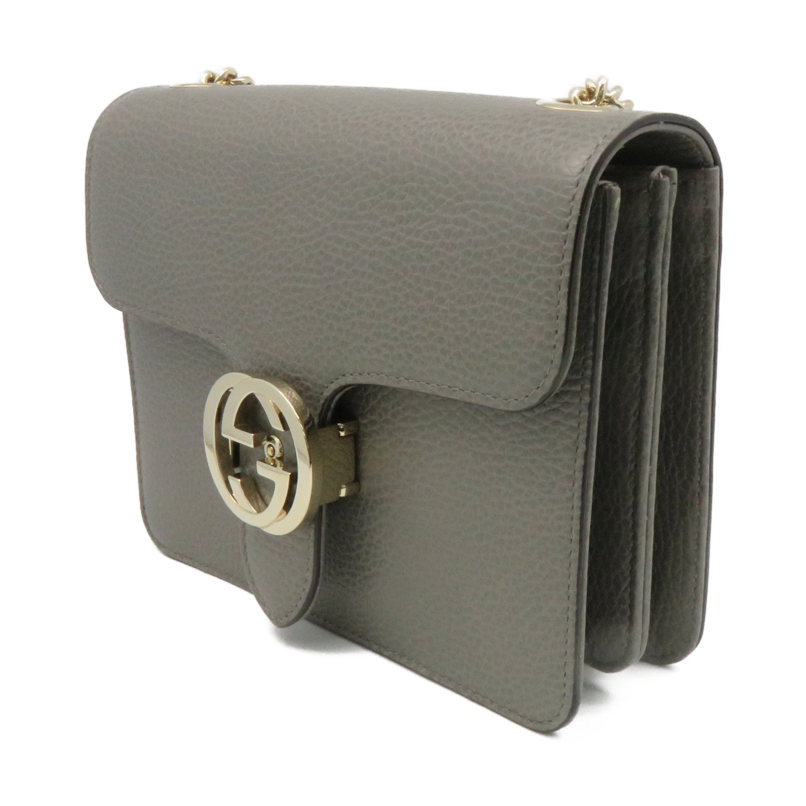 GUCCI 牛皮皮革Chain Shoulder Bag链带肩背袋灰色