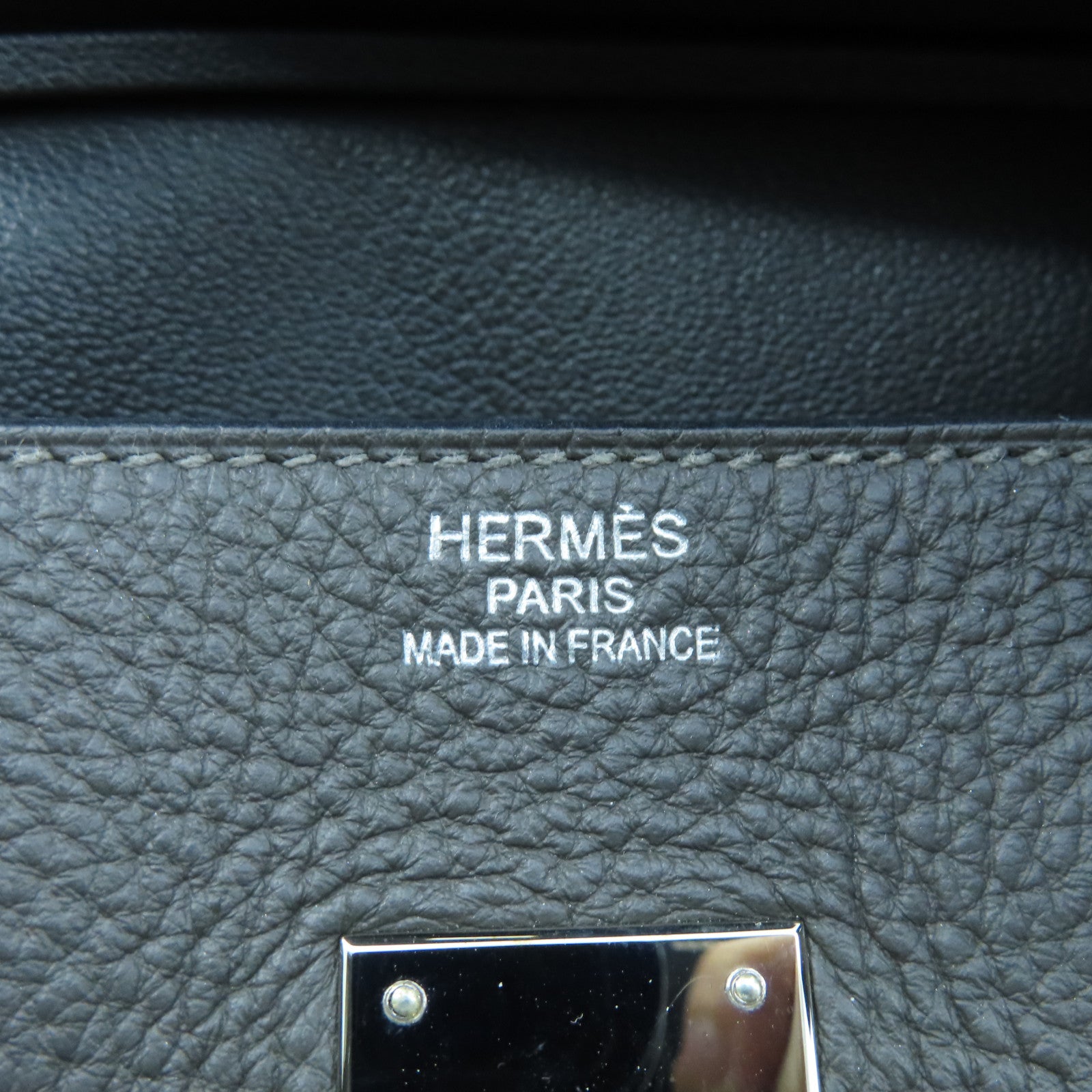 HERMES Togo皮革Birkin35银扣手挽袋Etain灰色