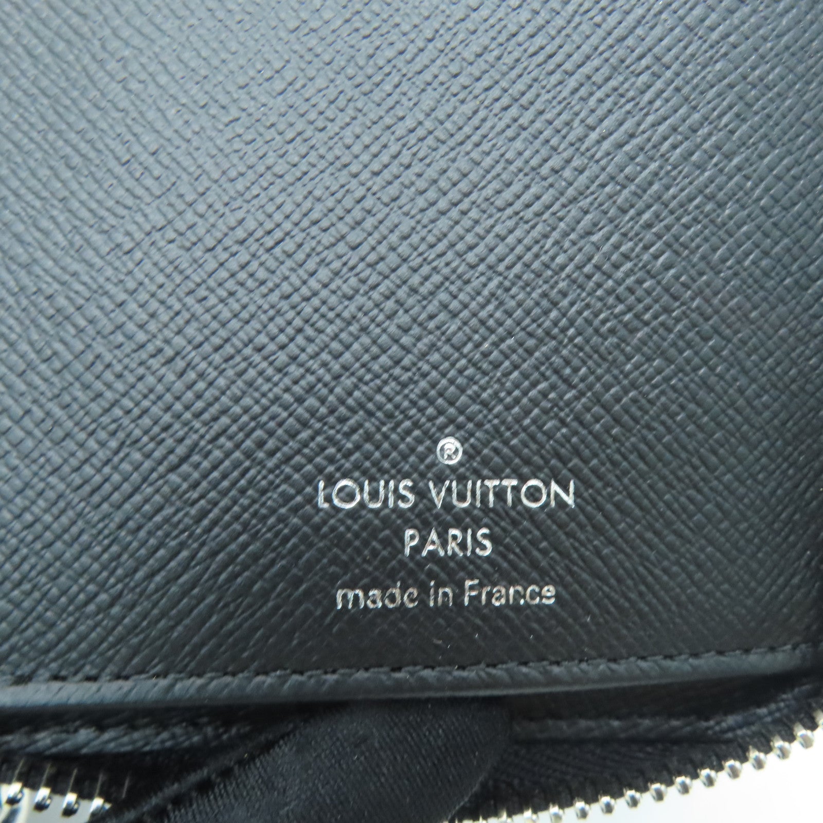 LOUIS VUITTON Damier皮革Zipper Long Wallet銀扣長錢包黑色