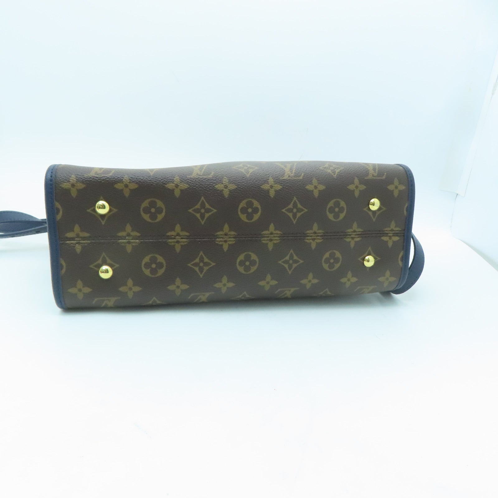 LOUIS VUITTON Monogram Popincourt PM gold buckle handle shoulder bag brown