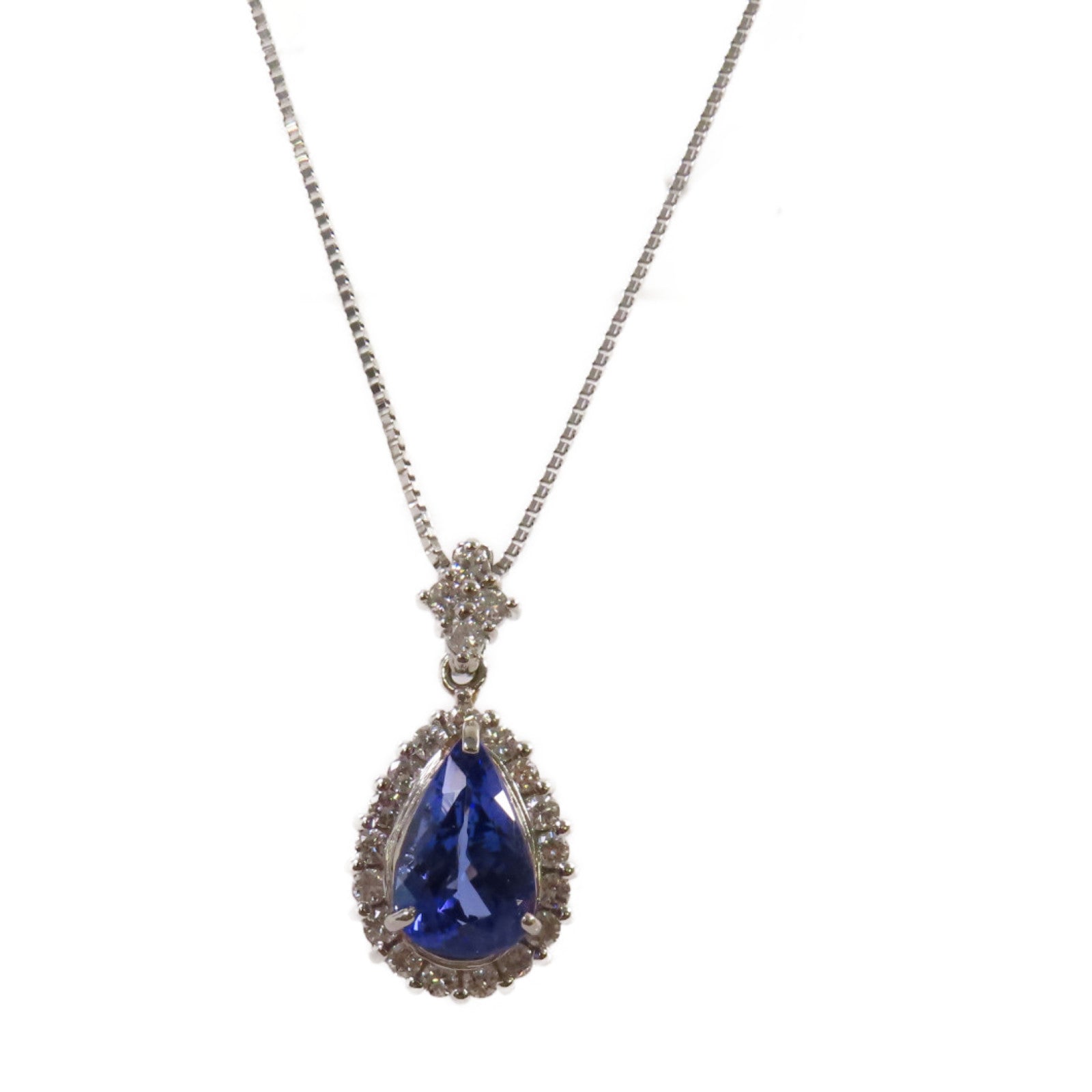 JEWELRY PT950/PT850鉑金3.232ct坦桑石/0.64ct鑽石Tanzanite Necklace項鏈