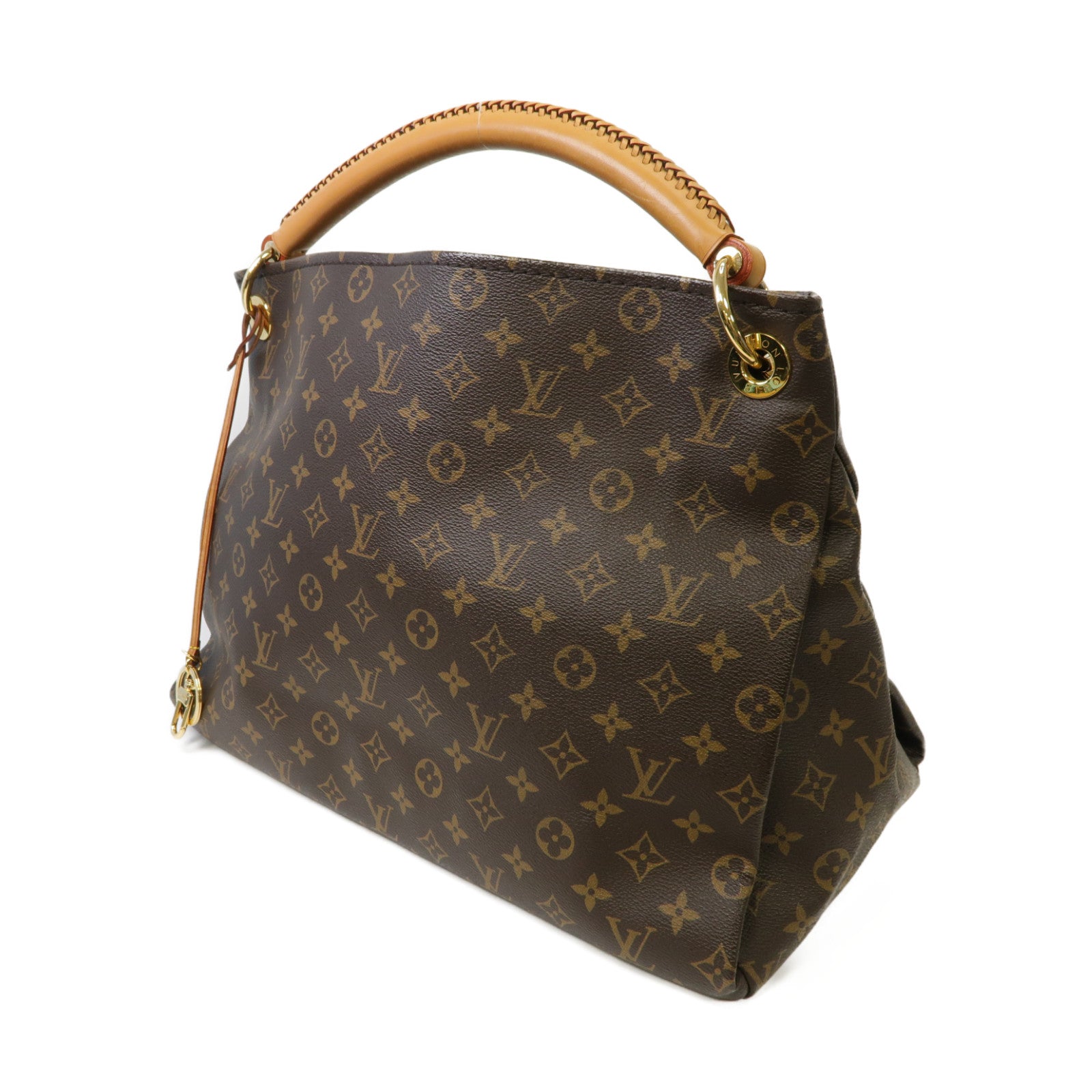 LOUIS VUITTON Monogram Artsy MM金扣手挽袋棕色