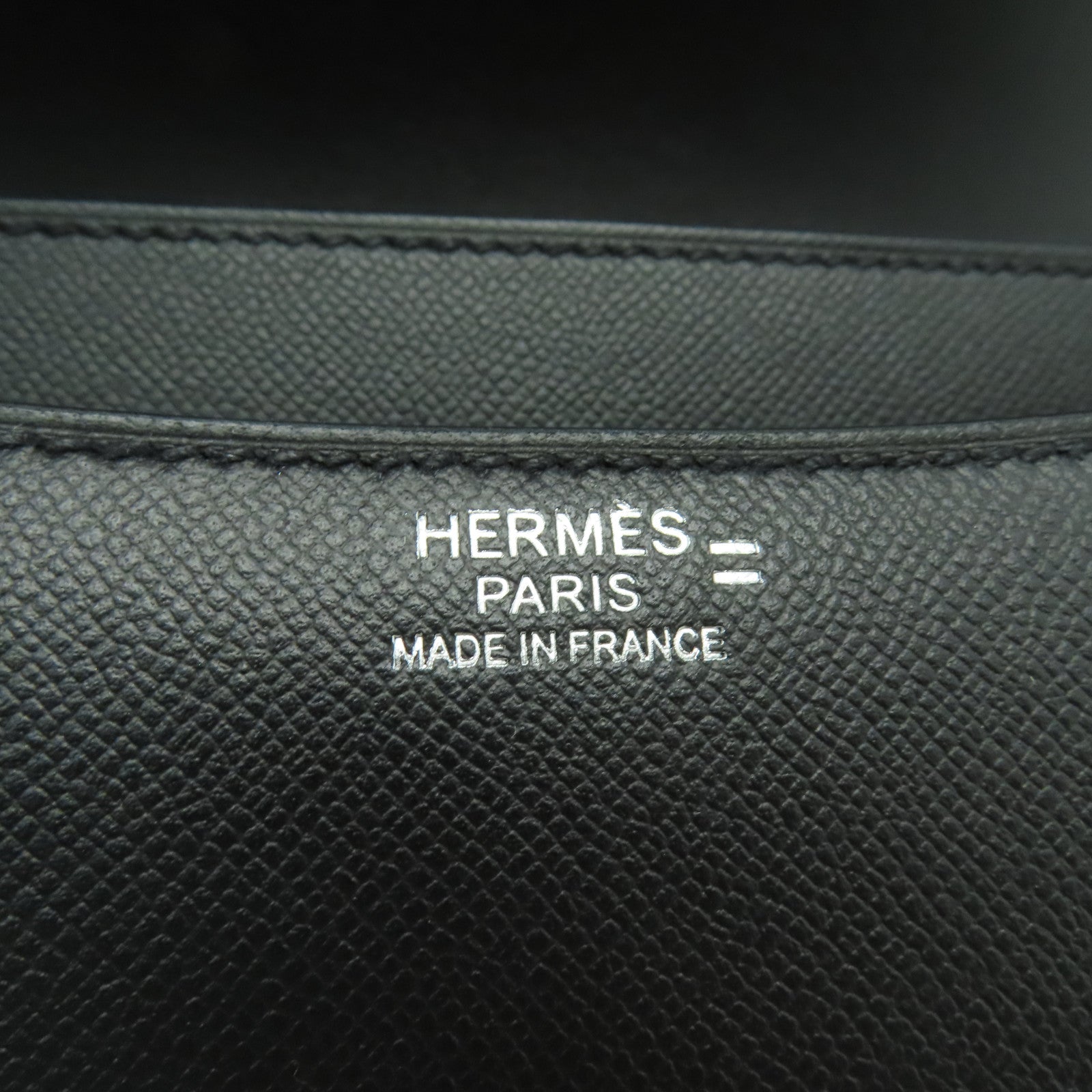HERMES 蜥蝪皮革/Madame皮革Constance 24銀扣肩背袋黒色