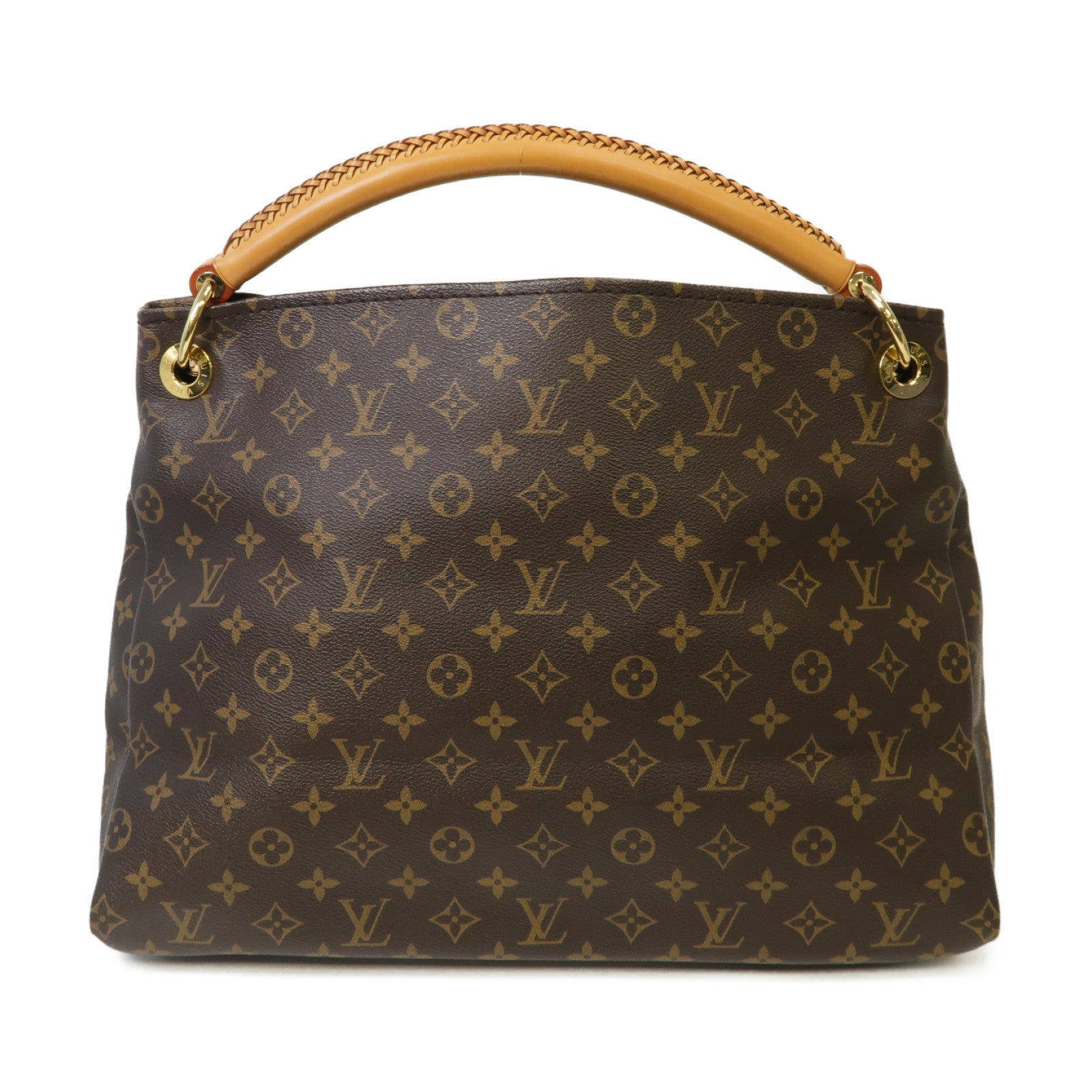 LOUIS VUITTON Monogram Artsy MM金扣手挽袋棕色
