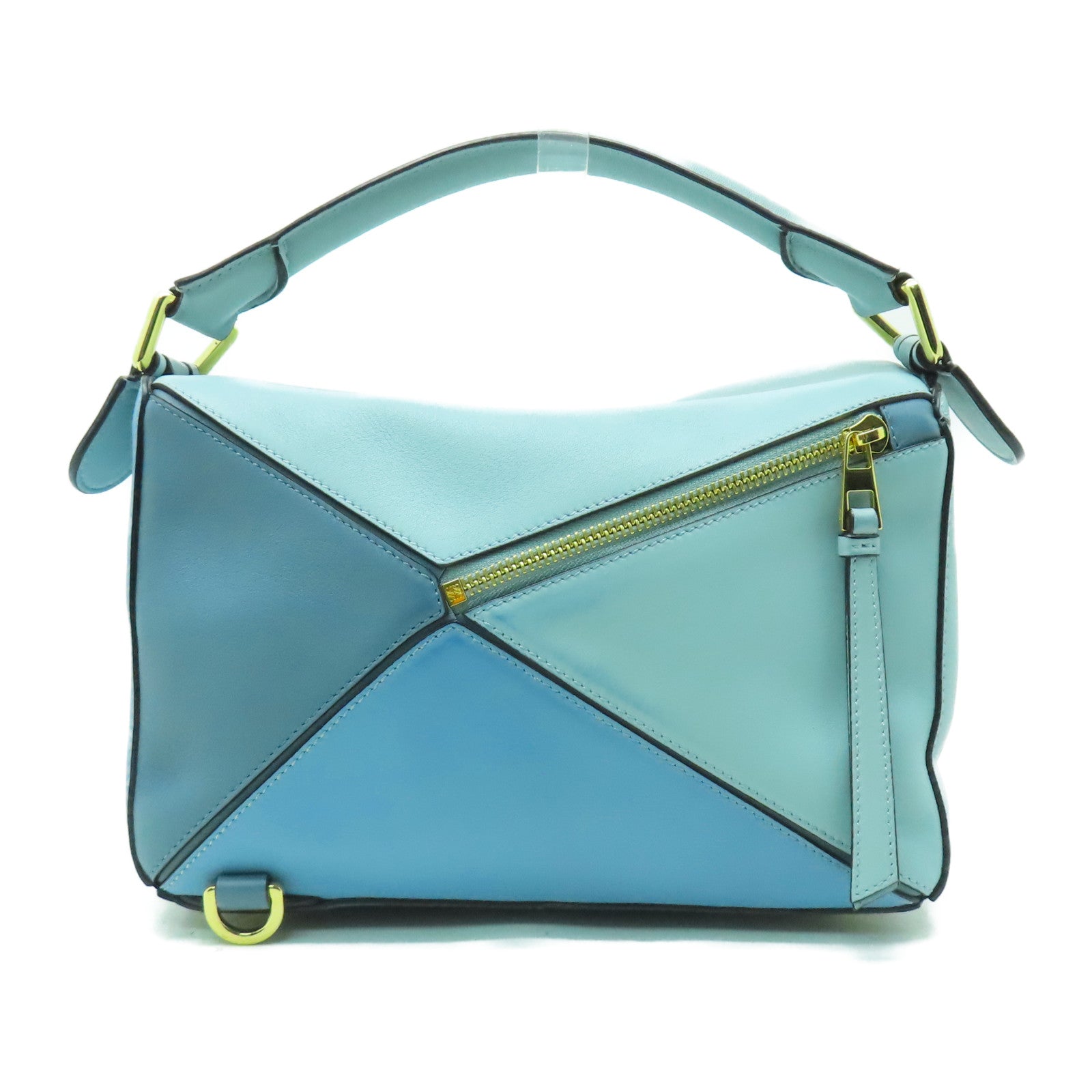 LOEWE 牛皮皮革Puzzle金扣手挽肩背兩用袋藍色