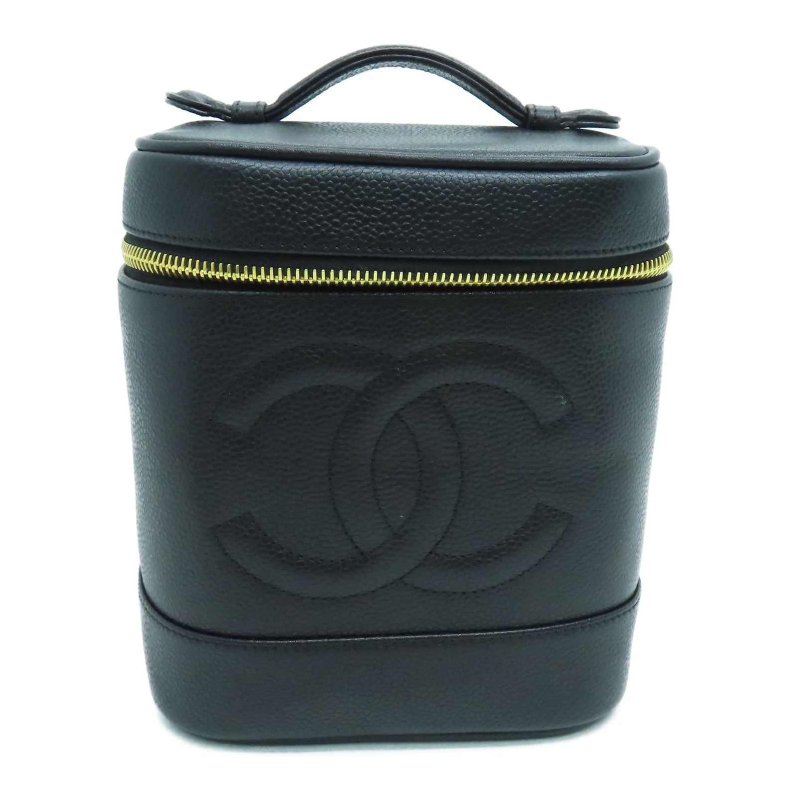 CHANEL Caviar皮革Handbag金扣手挽袋黑色