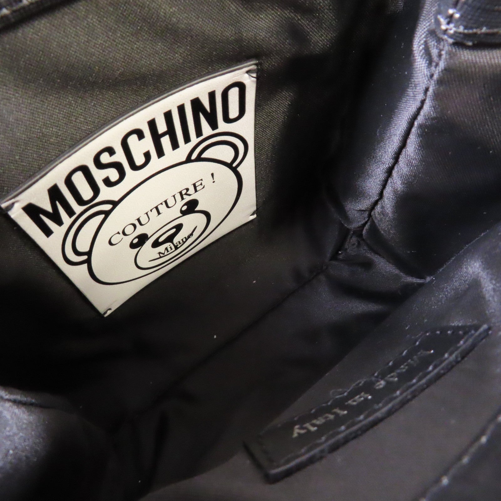 MOSCHINO 塗層帆布2Way Shoulder Bag手挽肩背兩用袋黑色
