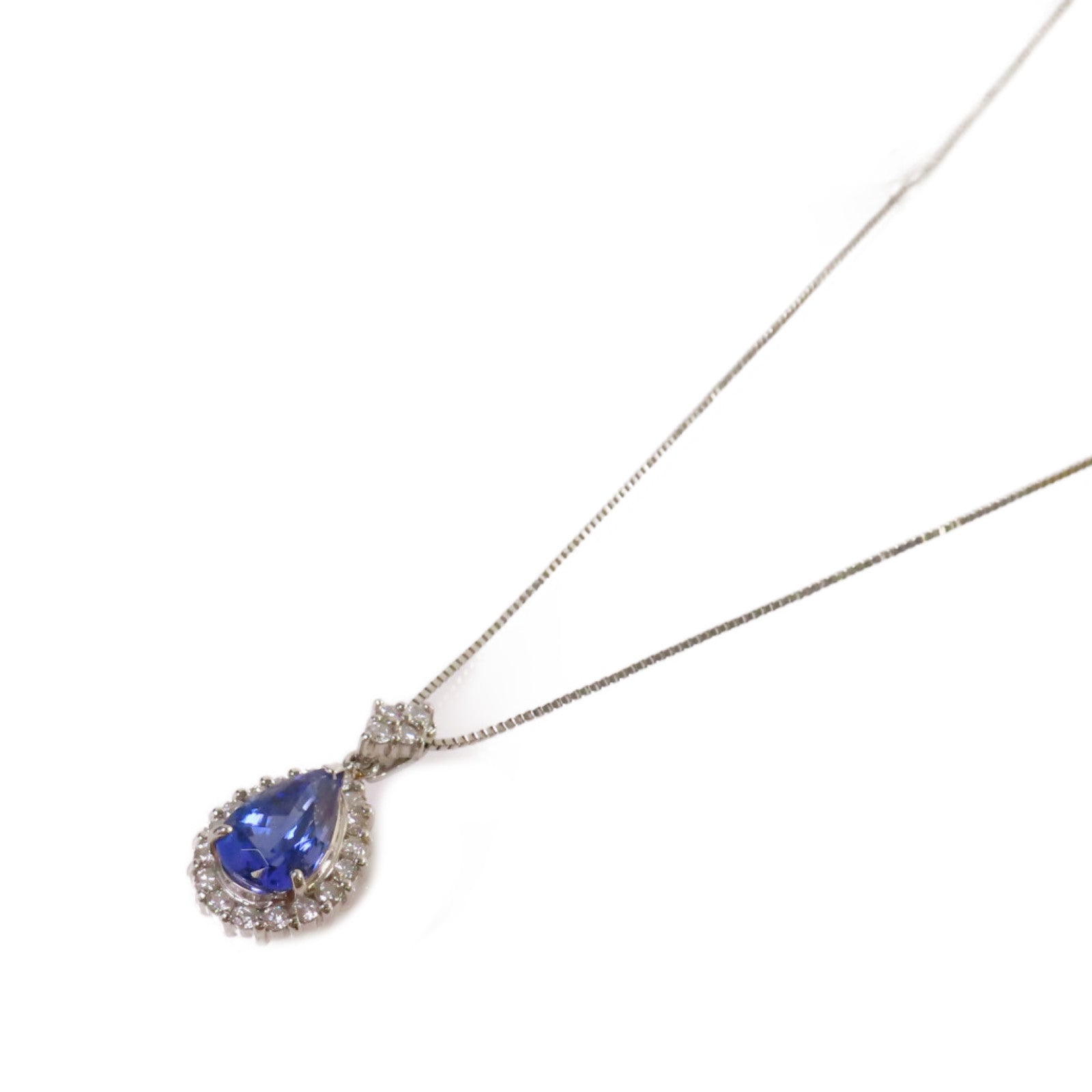 JEWELRY PT950/PT850鉑金3.232ct坦桑石/0.64ct鑽石Tanzanite Necklace項鏈