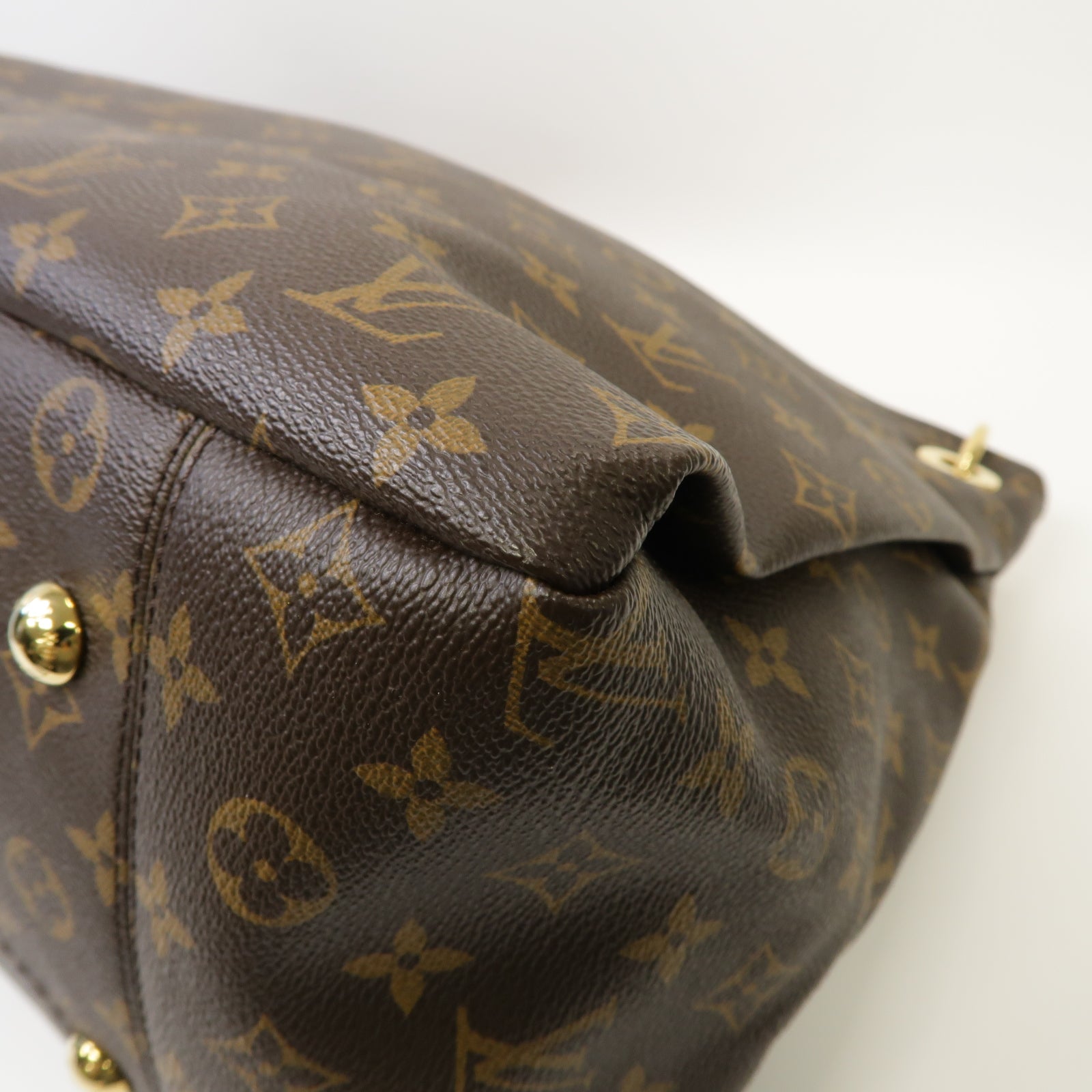 LOUIS VUITTON Monogram Artsy MM金扣手挽袋棕色