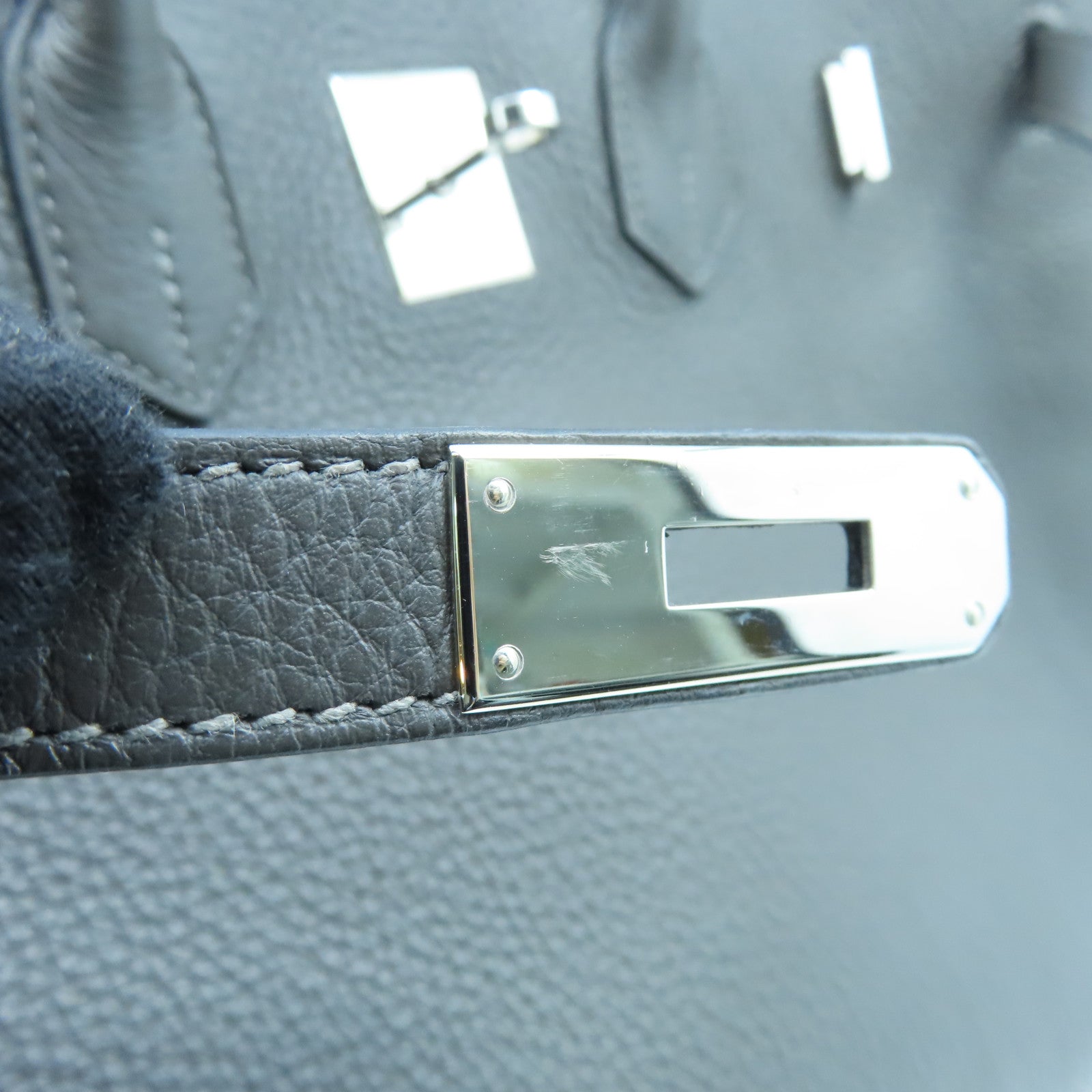 HERMES Togo皮革Birkin35银扣手挽袋Etain灰色