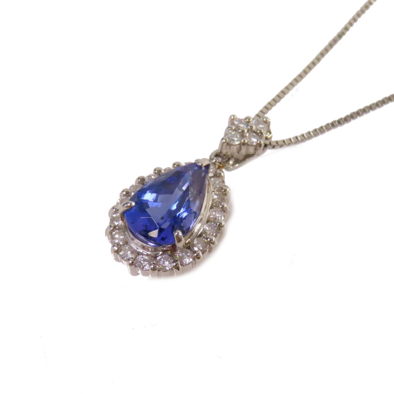 JEWELRY PT950/PT850鉑金3.232ct坦桑石/0.64ct鑽石Tanzanite Necklace項鏈