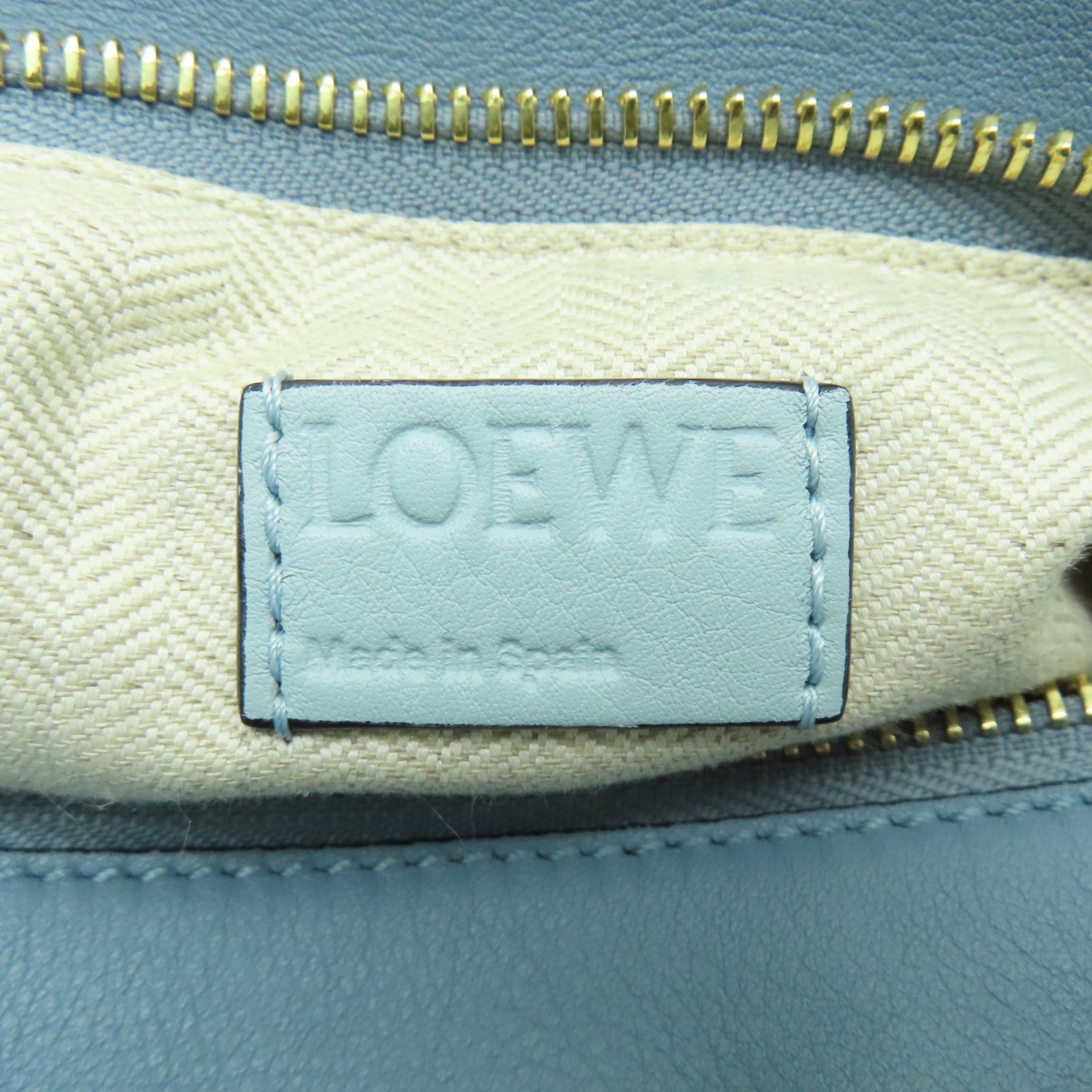 LOEWE 牛皮皮革Puzzle金扣手挽肩背兩用袋藍色