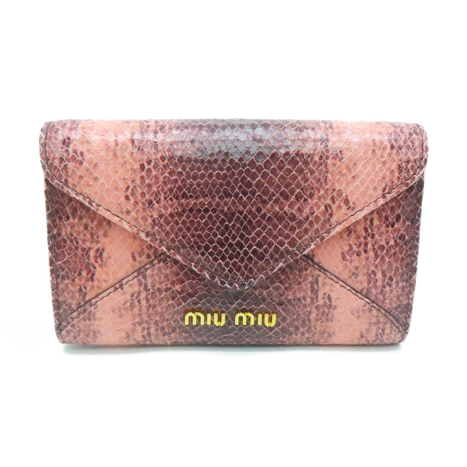 Miu Miu [Sharp Discount] Cowhide Leather Wallet Gold Buckle Wallet Pink