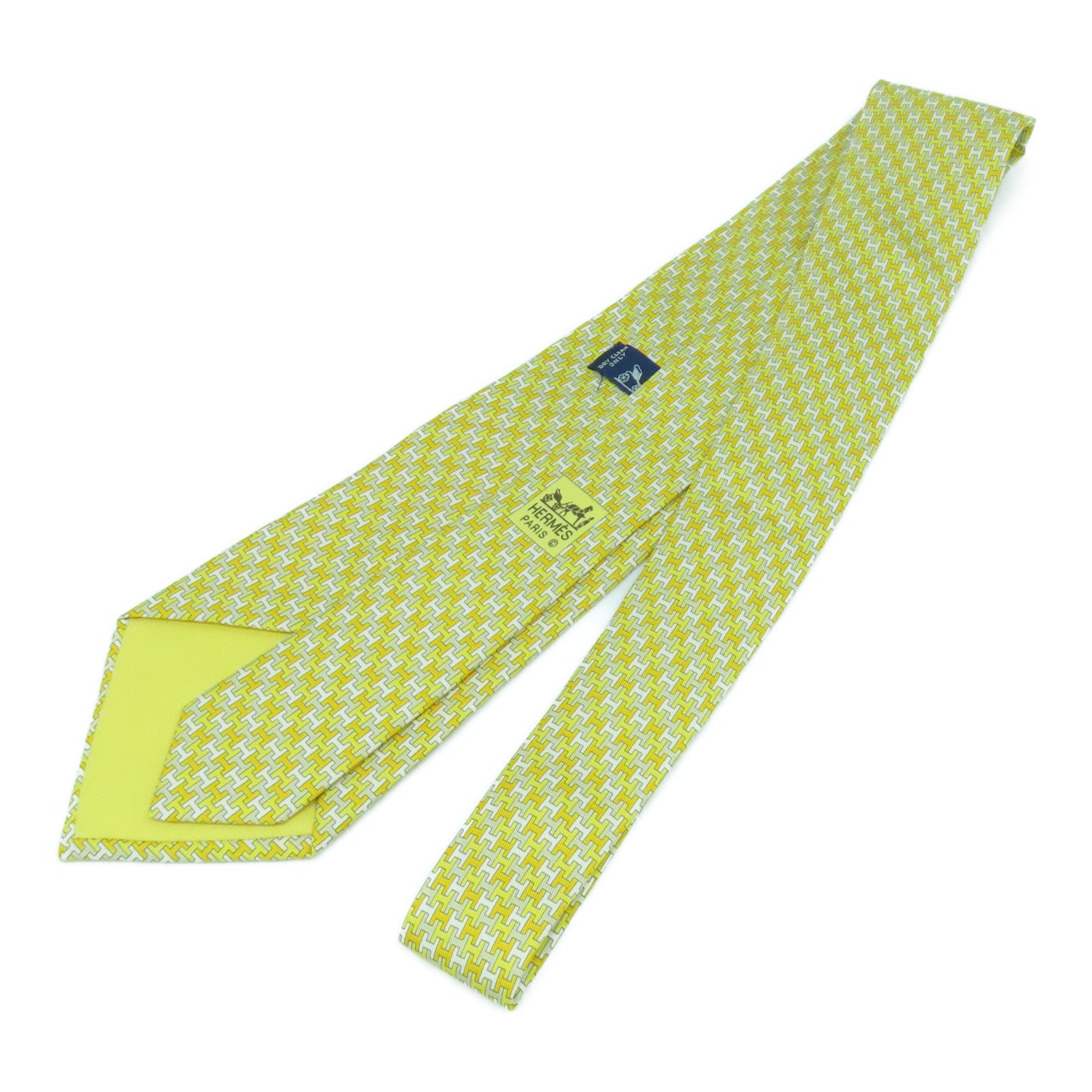HERMES 絲質Necktie領帶黃色
